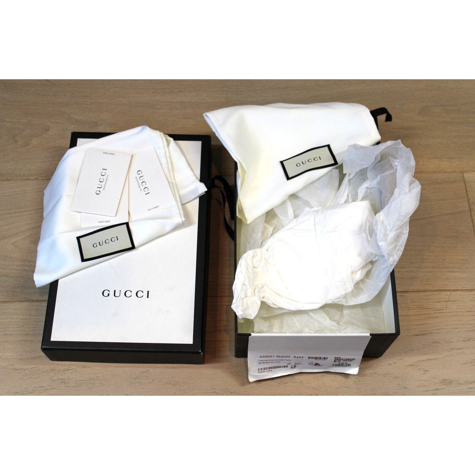 Gucci Empty Shoe Box Dust Bag Tissue Paperwork 12.5"x4"x8" in Black, Women's