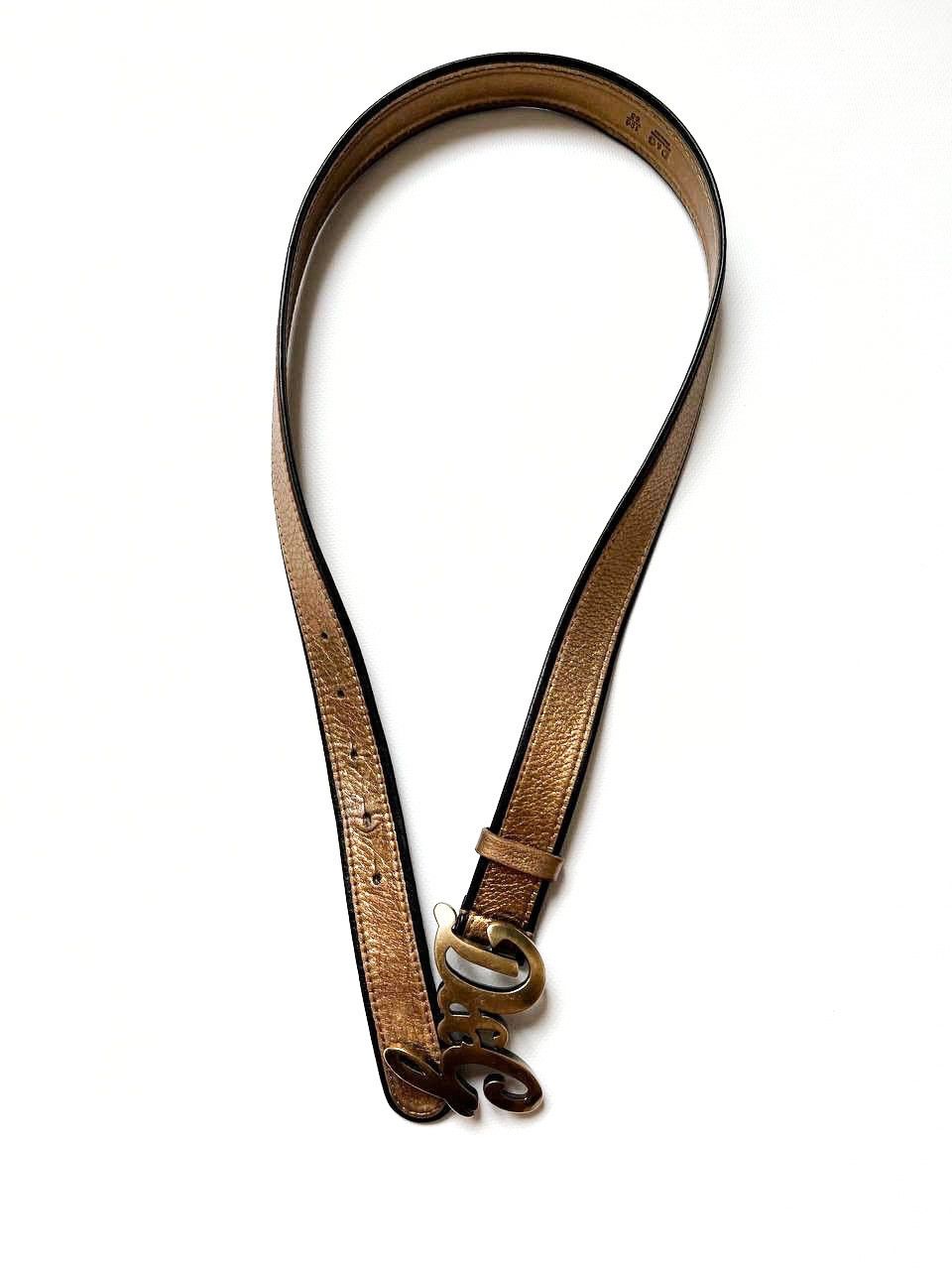 Dolce & Gabbana × Vintage Vintage Dolce Gabbana gold leather logo buckle belt D&G Size ONE SIZE - 5 Thumbnail