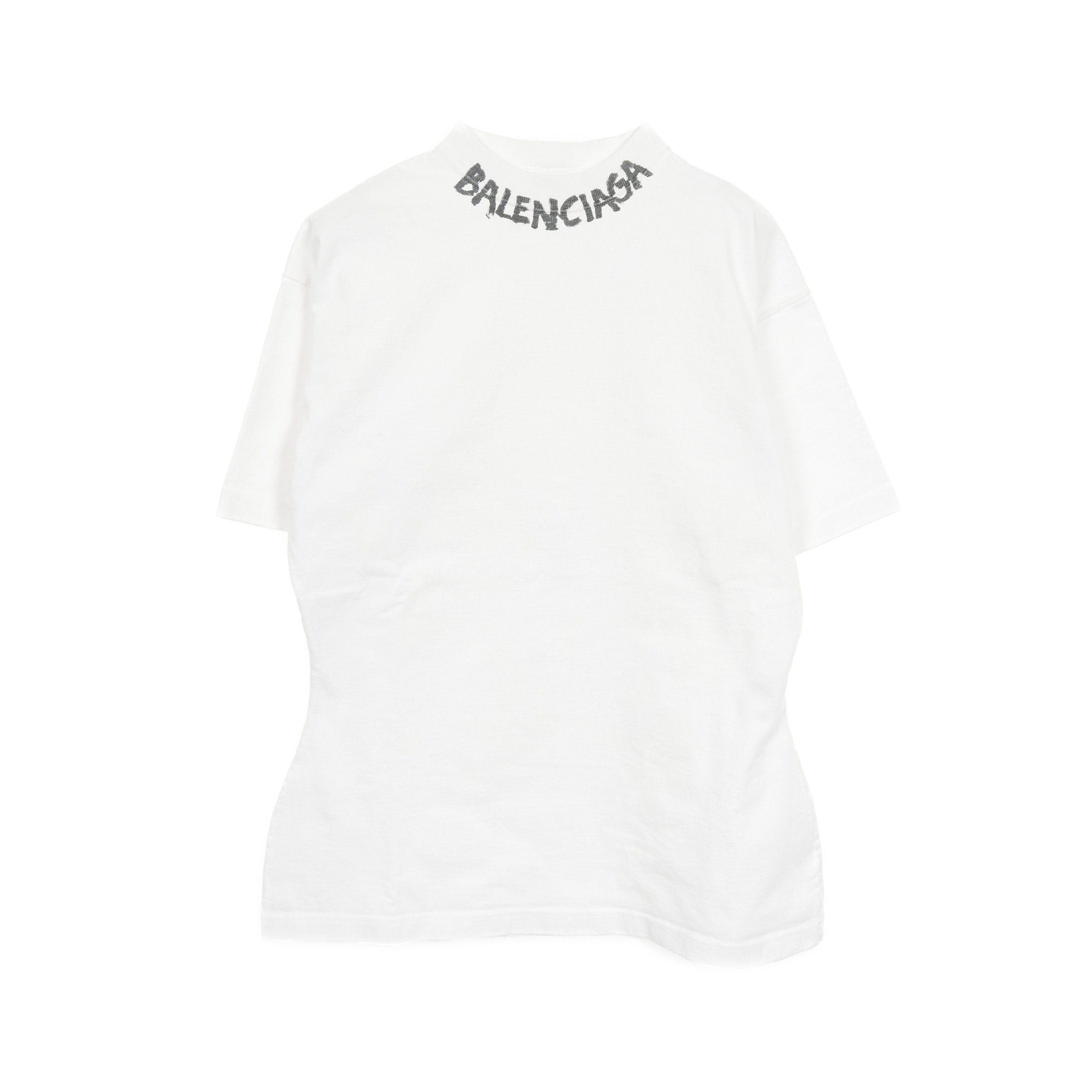 Balenciaga Balenciaga Logo Print Curved Oversize T-Shirt Cotton White Size ONE SIZE - 1 Thumbnail
