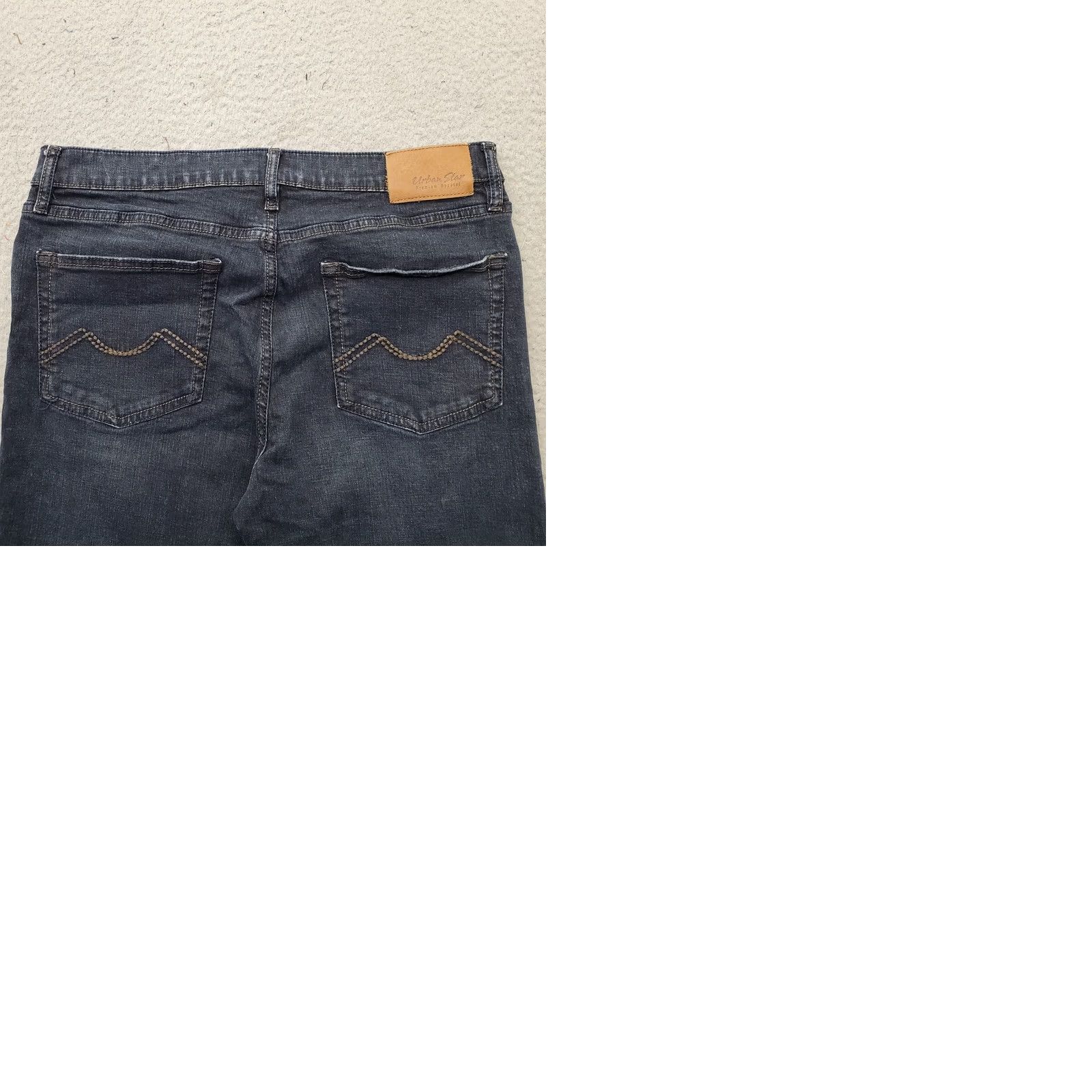 Vintage Urban Star Jeans Mens 34x30 Blue Premium Denim Stretch Flat Front Straight Leg Jeans Mens Size 34 Blue 5-Pocket Design Regular Fit Size US 34 / EU 50 - 9 Thumbnail