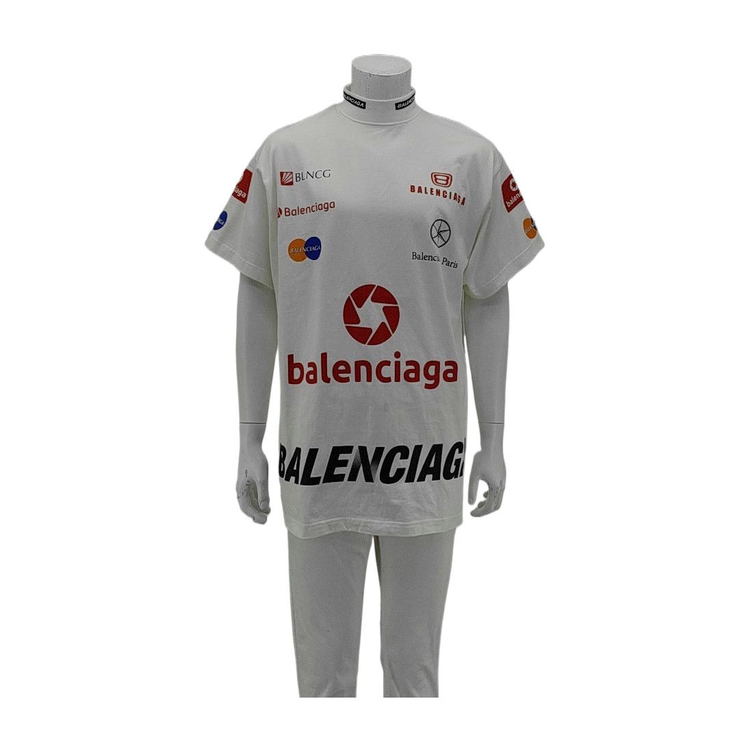 Balenciaga Balenciaga Multi Logo Graphic T-Shirt White Size L Size US L / EU 52-54 / 3 - 1 Thumbnail