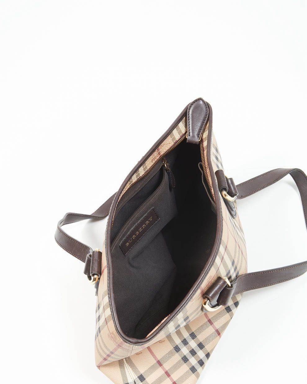 Burberry BURBERRY Beige Nova Check Coated Canvas Zip Tote Bag Size ONE SIZE - 8 Thumbnail