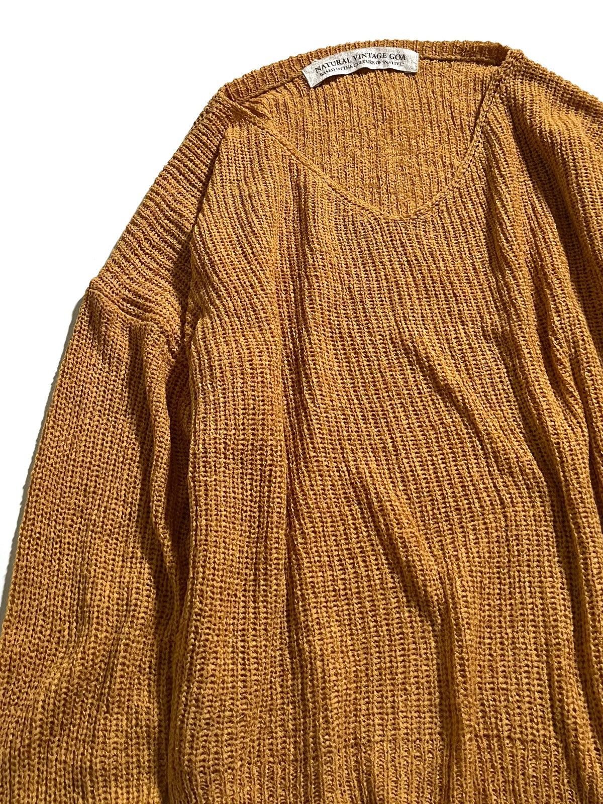 Japanese Brand Natural Vintage GOA Mustard Knit Sweater 00s Size ONE SIZE - 4 Thumbnail