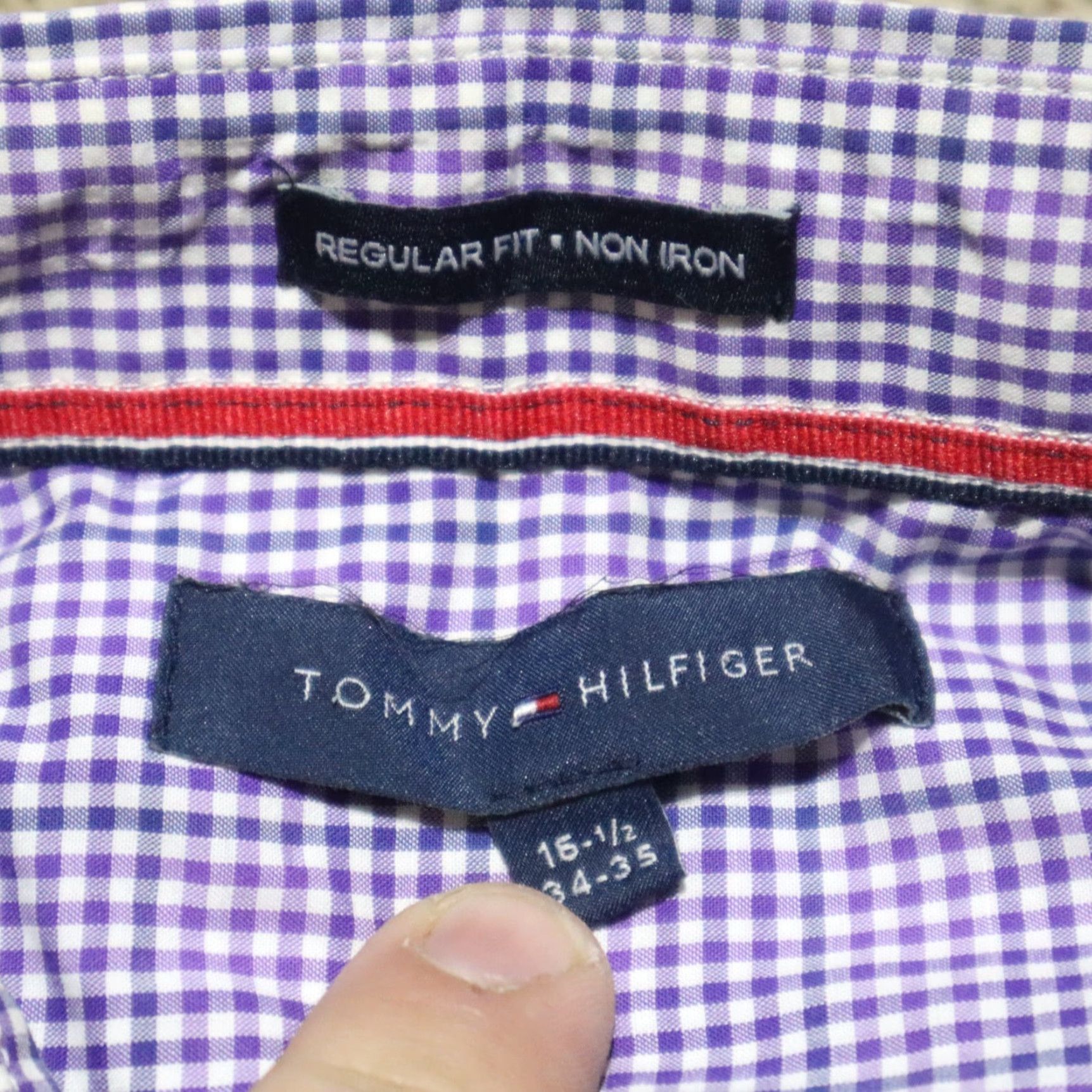 Tommy Hilfiger Tommy Hilfiger Shirt Purple Checkered Button-Up Long Sleeve Men's 16.5 34/35 Size US XL / EU 56 / 4 - 3 Thumbnail