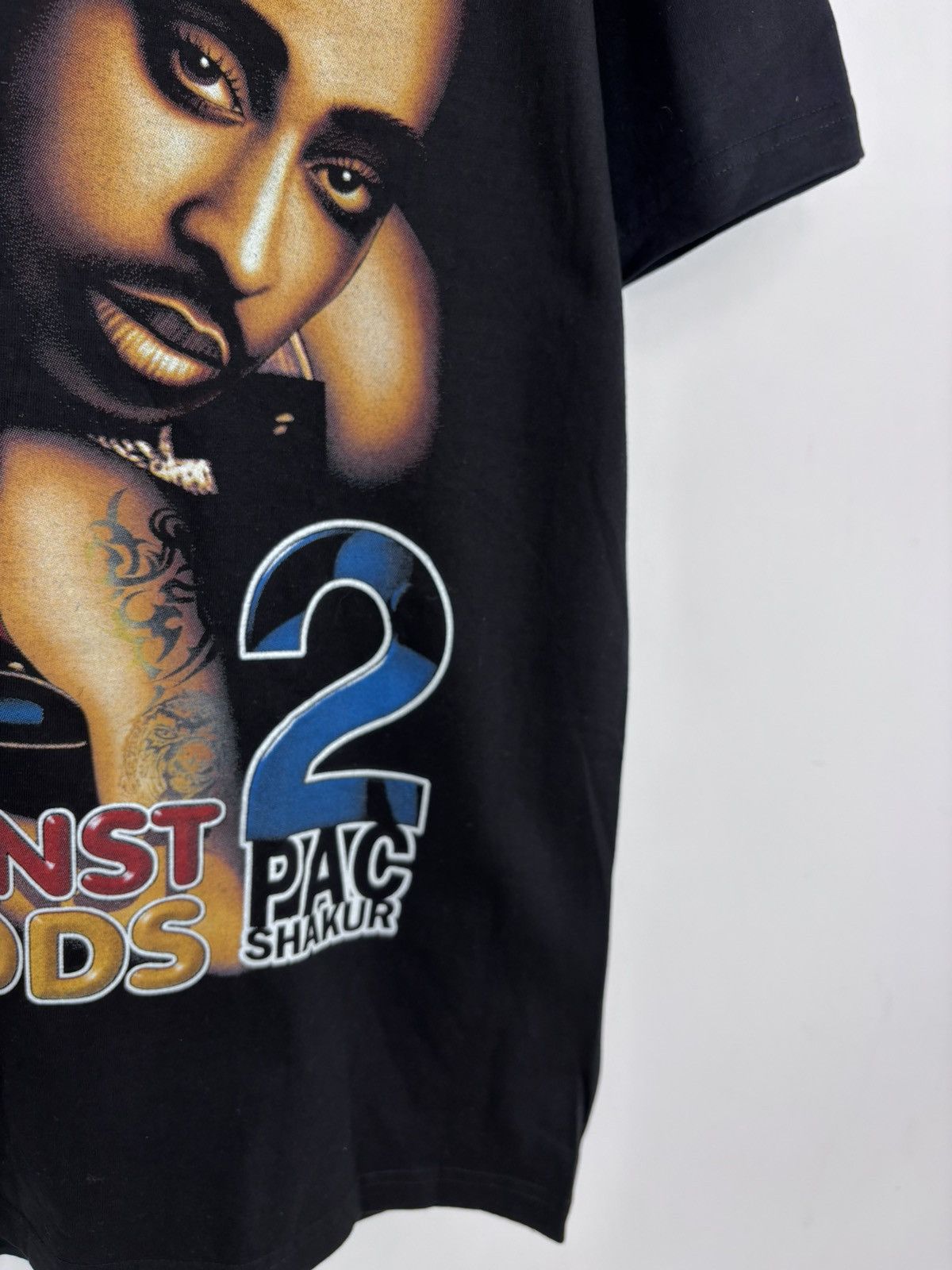 Rap Tees Vintage 2Pac Makaveli Against All Odds Rap Song Black Tee Size US L / EU 52-54 / 3 - 4 Thumbnail