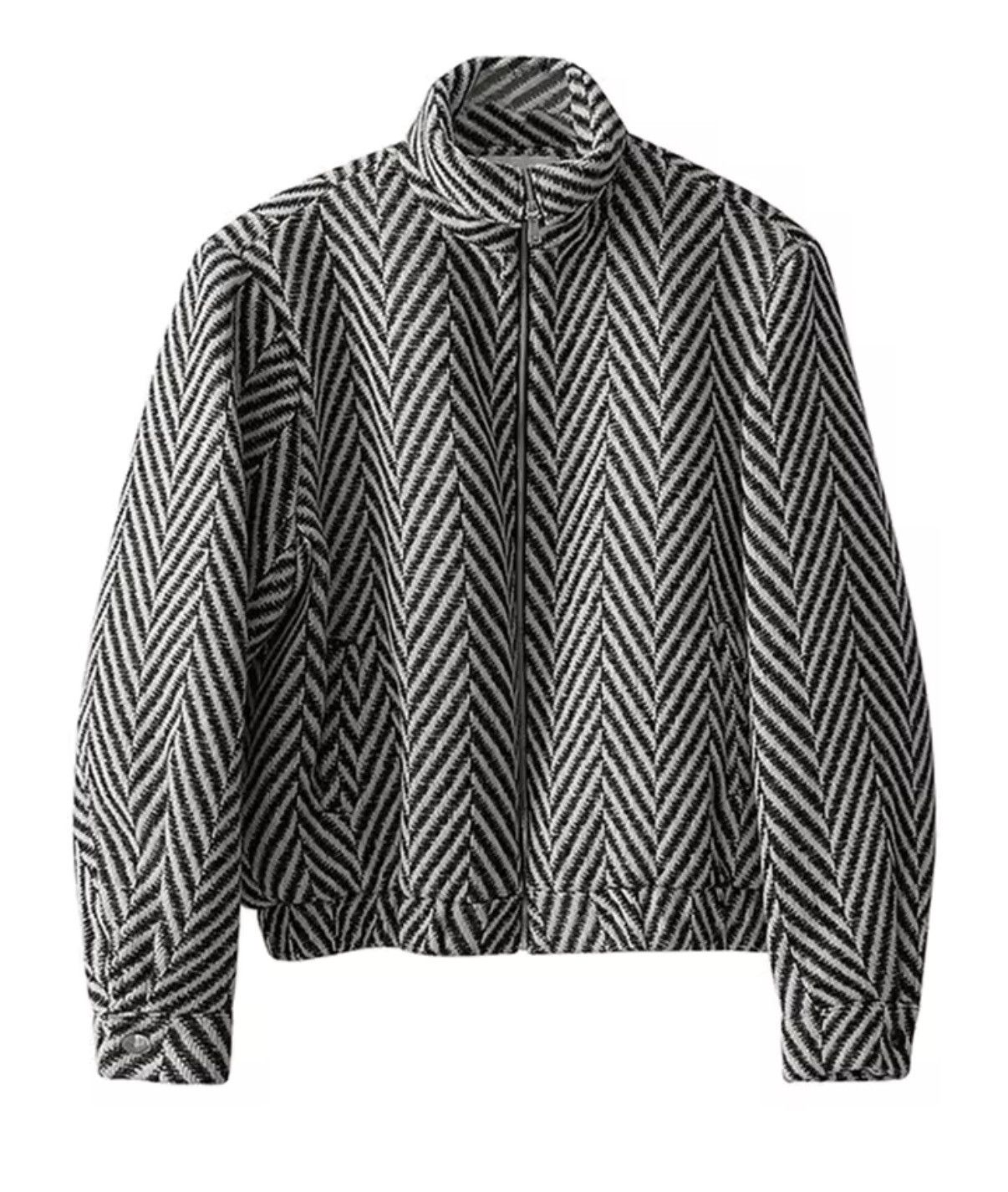 Other Casual Streetwear Striped Black White Zip Up Woolen Jacket Size US M / EU 48-50 / 2 - 3 Thumbnail