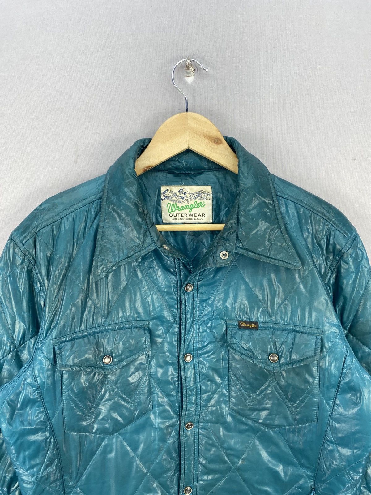 Wrangler Vintage Wrangler Green Boro Usa Quilted Nylon Jacket Size S / US 4 / IT 40 - 7 Thumbnail
