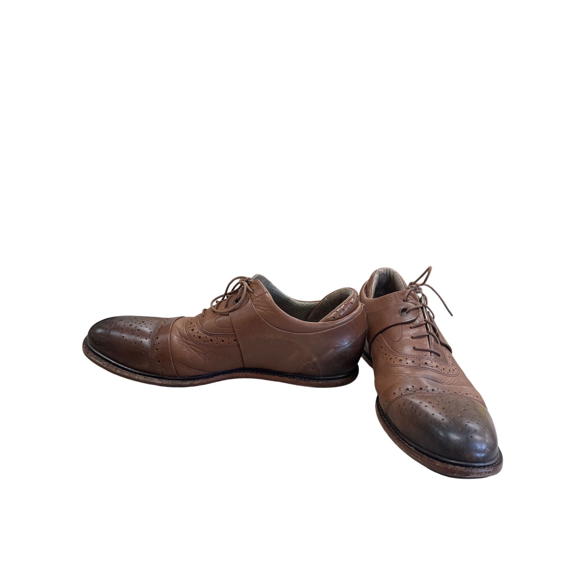 TSUBO Tsubo Mens Brown Leather Cap Toe Oxford Dress Shoes Size 12 Size US 12 / EU 45 - 2 Thumbnail