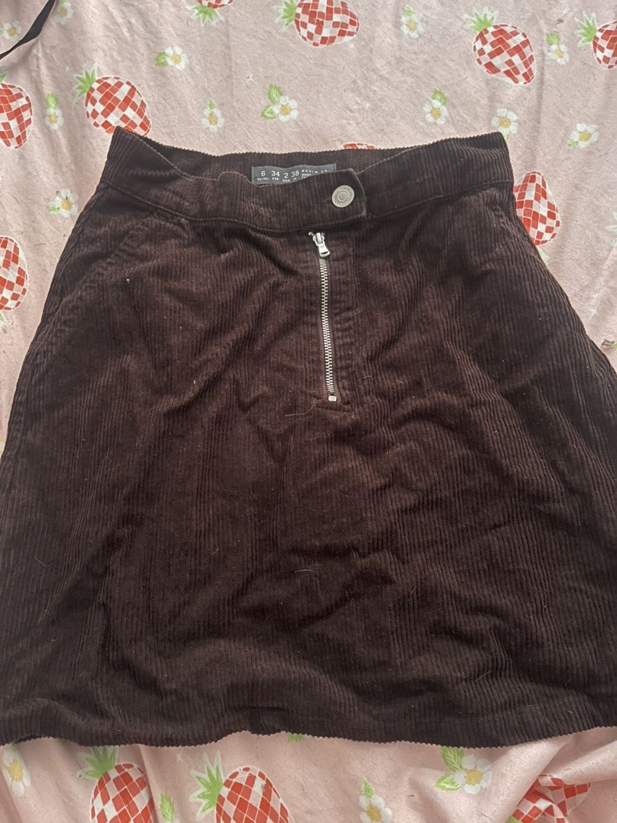 Denim & Co. Brown corduroy mini skirt Size 27" / US 4 / IT 40 - 1 Thumbnail