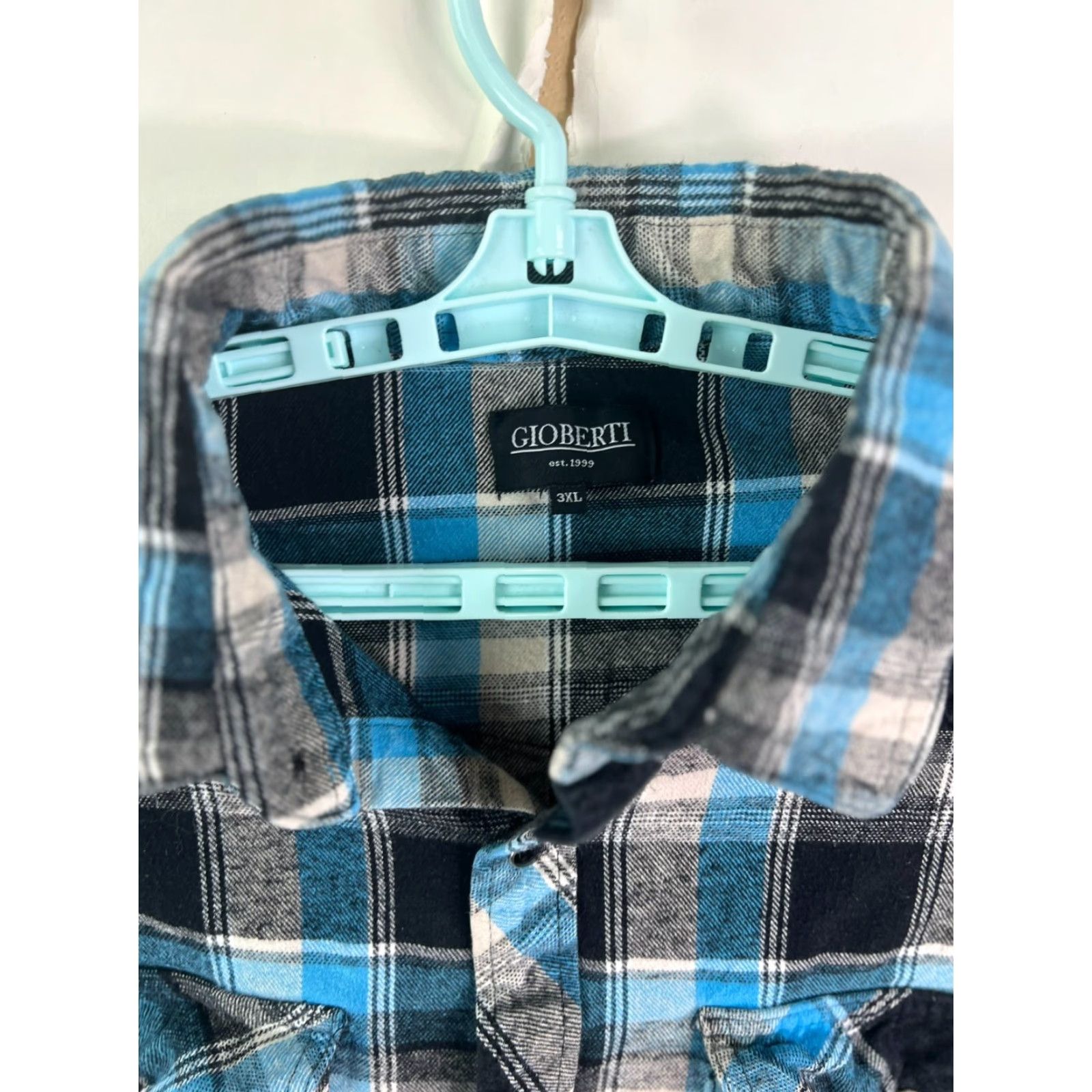 Vintage Gioberti Flannel Shirt Plaid Button-Up Long Sleeve Mens 3XL Blue Size US XXL / EU 58 / 5 - 3 Thumbnail