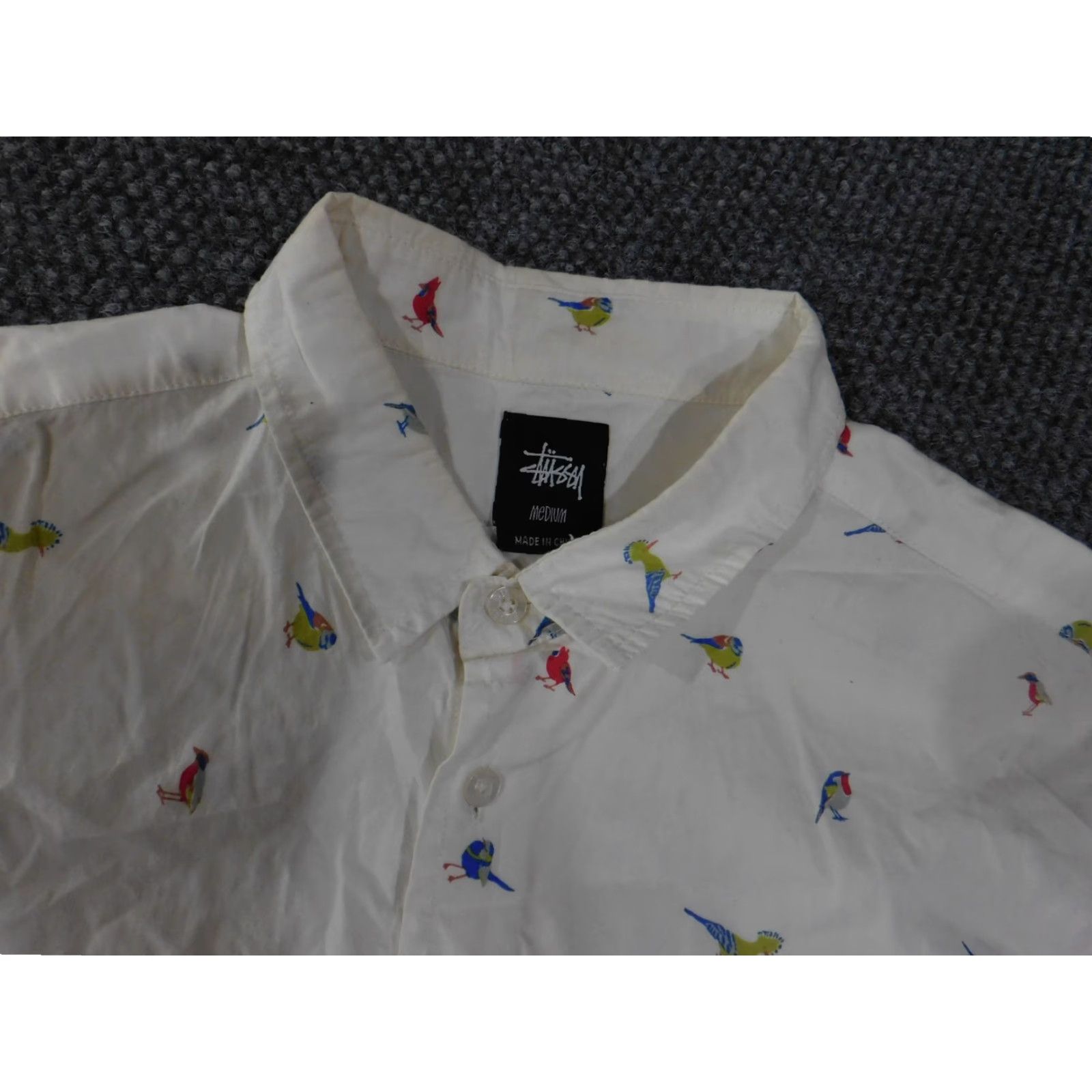 Vintage Stussy Shirt Mens Medium White Parrot Bird Print Button Up Short Sleeve Casual Size US M / EU 48-50 / 2 - 5 Thumbnail