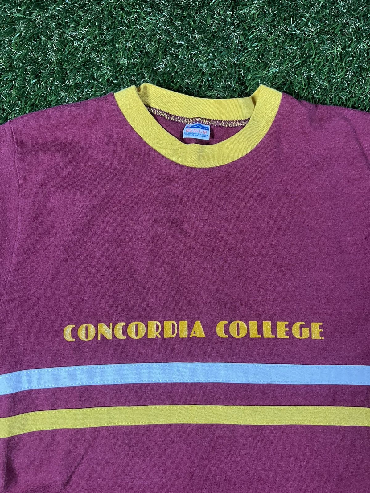 NCAA Vintage 70s Concordia College University Striped Ringer Tee Size US M / EU 48-50 / 2 - 2 Thumbnail