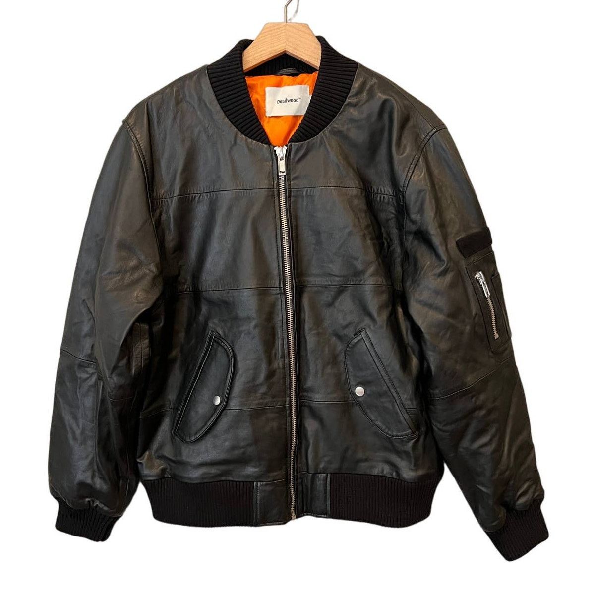 Deadwood Deadwood Recycled Lambskin Leather Bomber Jacket Size Large Size L / US 10 / IT 46 - 5 Thumbnail