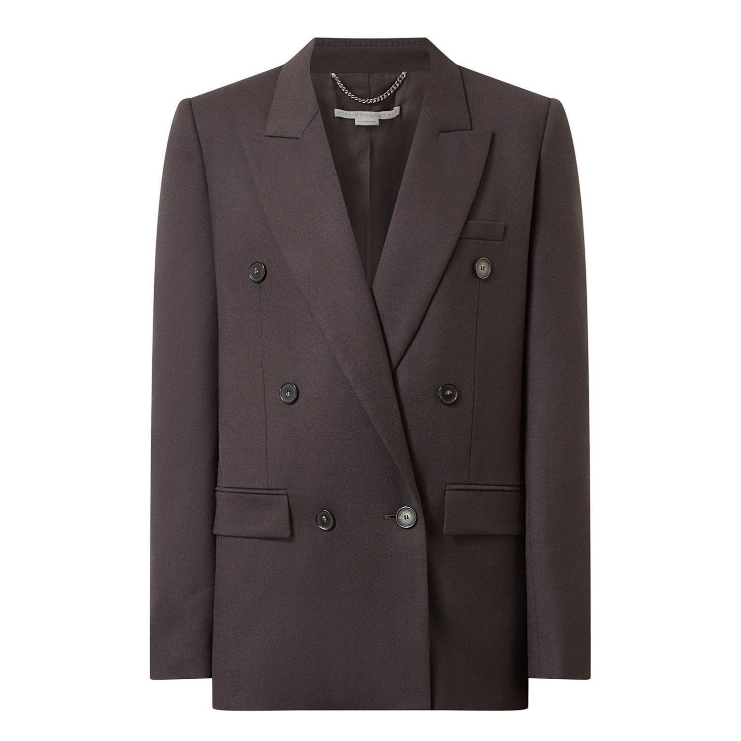 Stella McCartney o1s22i1n1024 Double-Breasted Wool Blazer in Brown Size M / US 6-8 / IT 42-44 - 1 Thumbnail