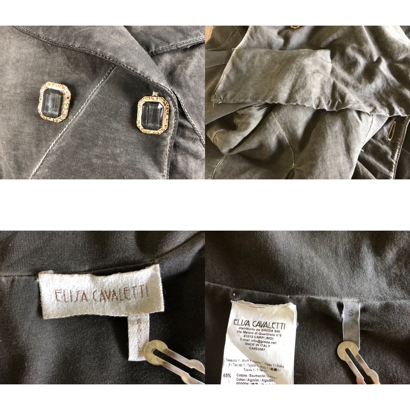 Vintage Elisa Cavaletti Blazer Jacket Cotton Gray Women S Regular Long Sleeve Button Front Casual Blazer Accessories: Collared, Single-Breasted Size S / US 4 / IT 40 - 8 Thumbnail
