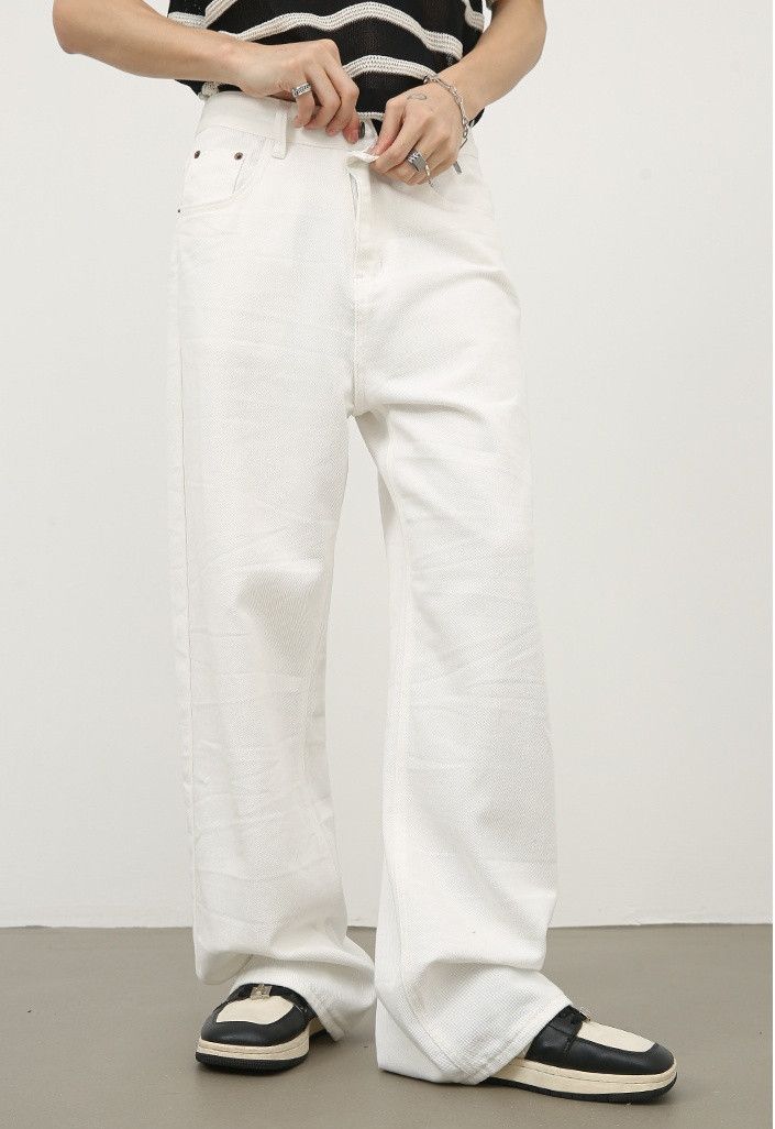 Designer × Japanese Brand White straight-leg casual jeans Size US 32 / EU 48 - 2 Thumbnail