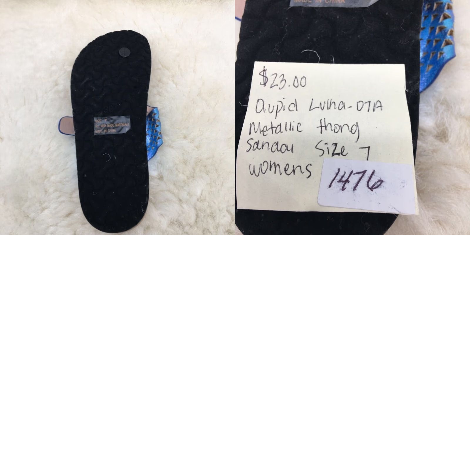 Vintage Qupid Sandals Women 7 Blue Cut Out Buckle Slip-On Thong New Size US 7 / IT 37 - 8 Thumbnail