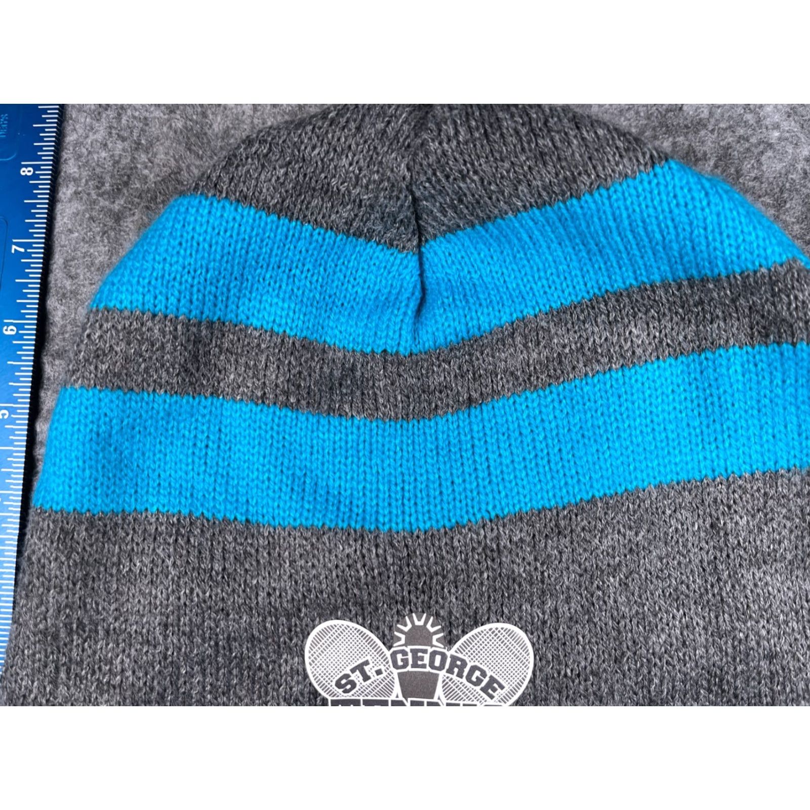Port & Company VINTAGE St George Tennis Tournament Series 2020 Beanie Adult Gray Blue Knit Acrylic Line Size ONE SIZE - 3 Thumbnail