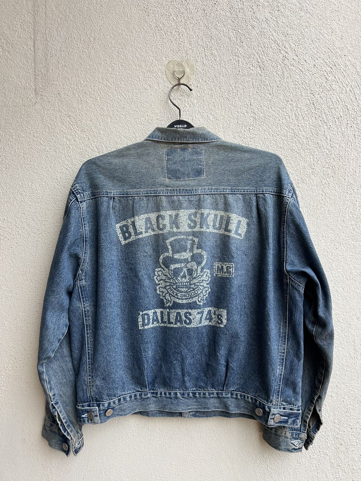 Vintage VTG Cream Soda Black Skull M.C Dallas 74’s Denim Jacket Size US XL / EU 56 / 4 - 21 Thumbnail