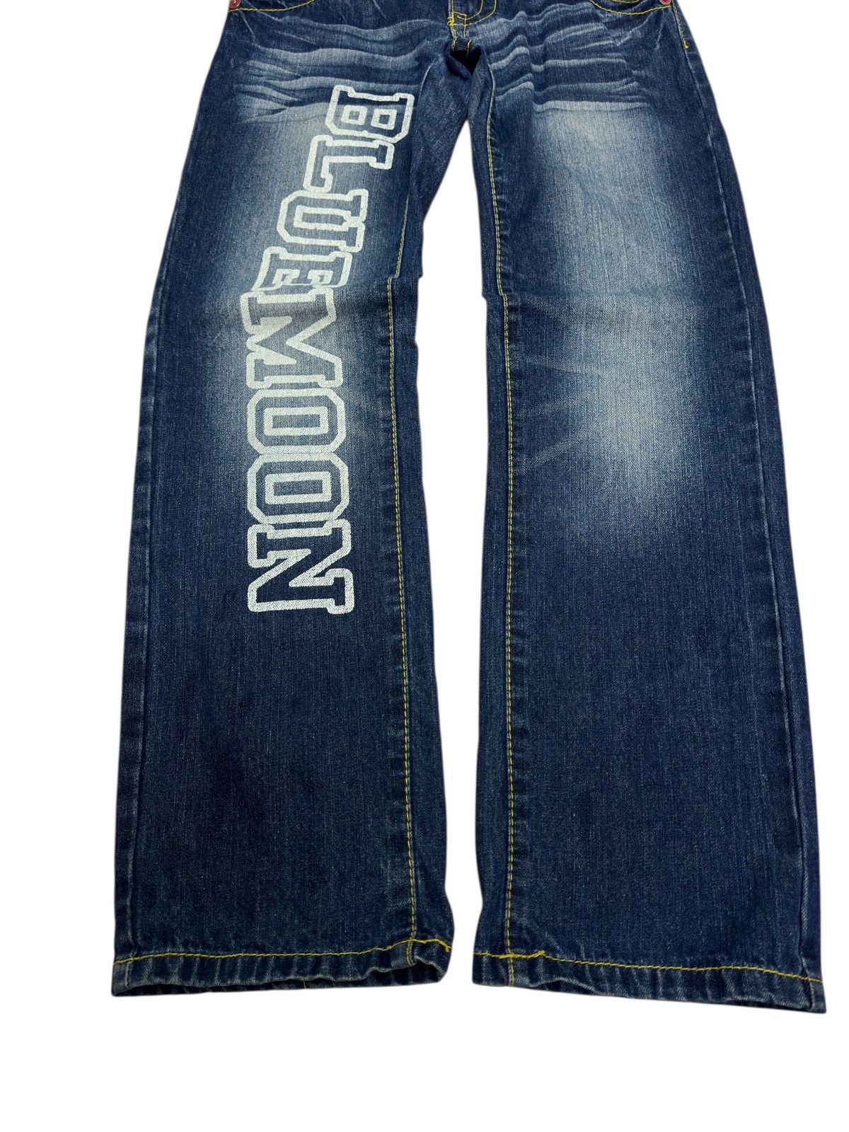 Hysteric Glamour Blue Moon Straight Cut Low Rise Jeans Y2K Graphic Denim Size US 31 - 6 Thumbnail
