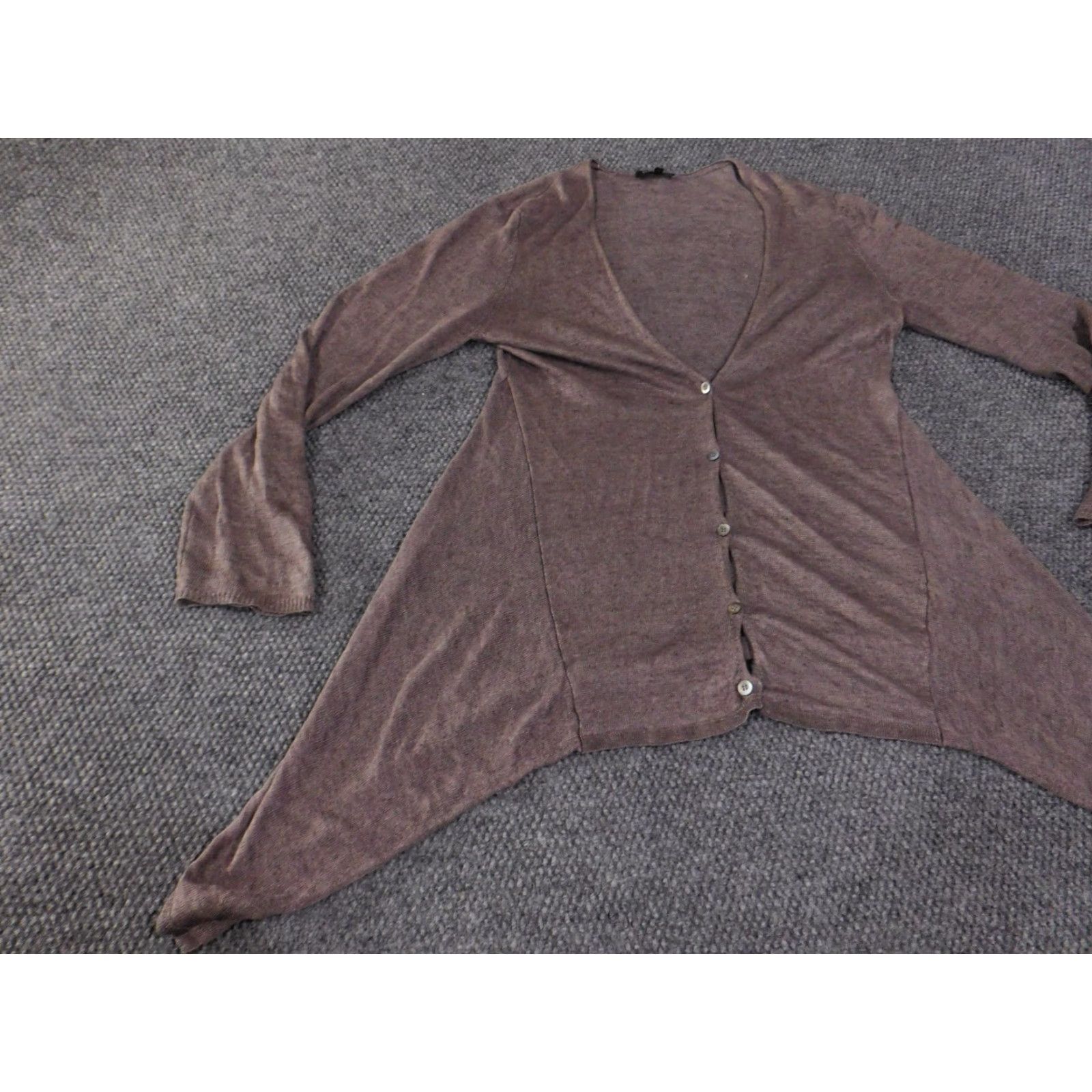 Eileen Fisher Eileen Fisher Cardigan Women’s Small Brown Linen Lightweight Knit Relaxed Crew Neck Pullover Open Accents Christmas Autumn Winter Size S / US 4 / IT 40 - 4 Thumbnail