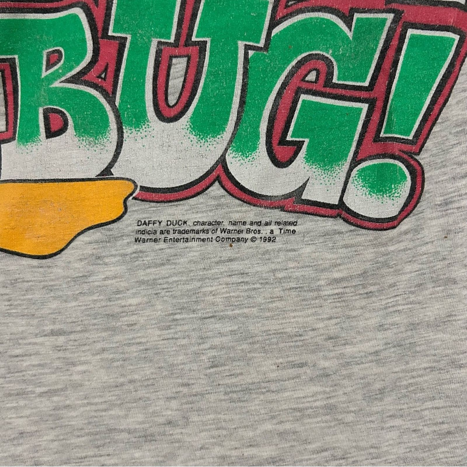 Warner Bros Vintage 1992 Daffy Duck Bah Hum Bug Christmas Shirt Size US L / EU 52-54 / 3 - 3 Thumbnail