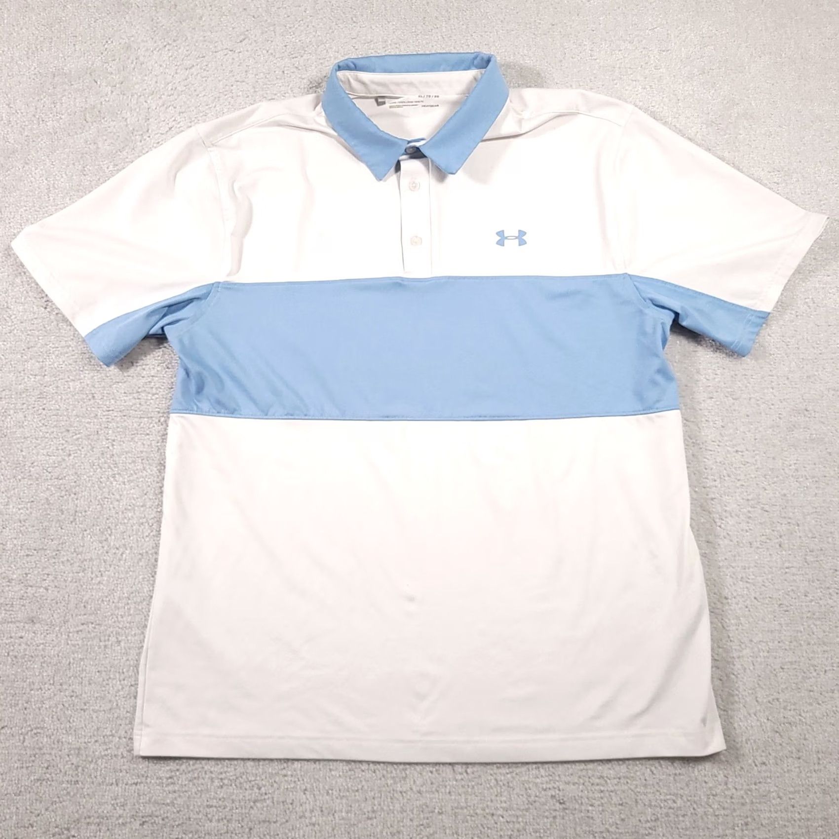 Under Armour Under Armour Polo Mens XL Blue White Colorblock Heatgear Golf Loose Fit Grunge Size US XL / EU 56 / 4 - 2 Thumbnail