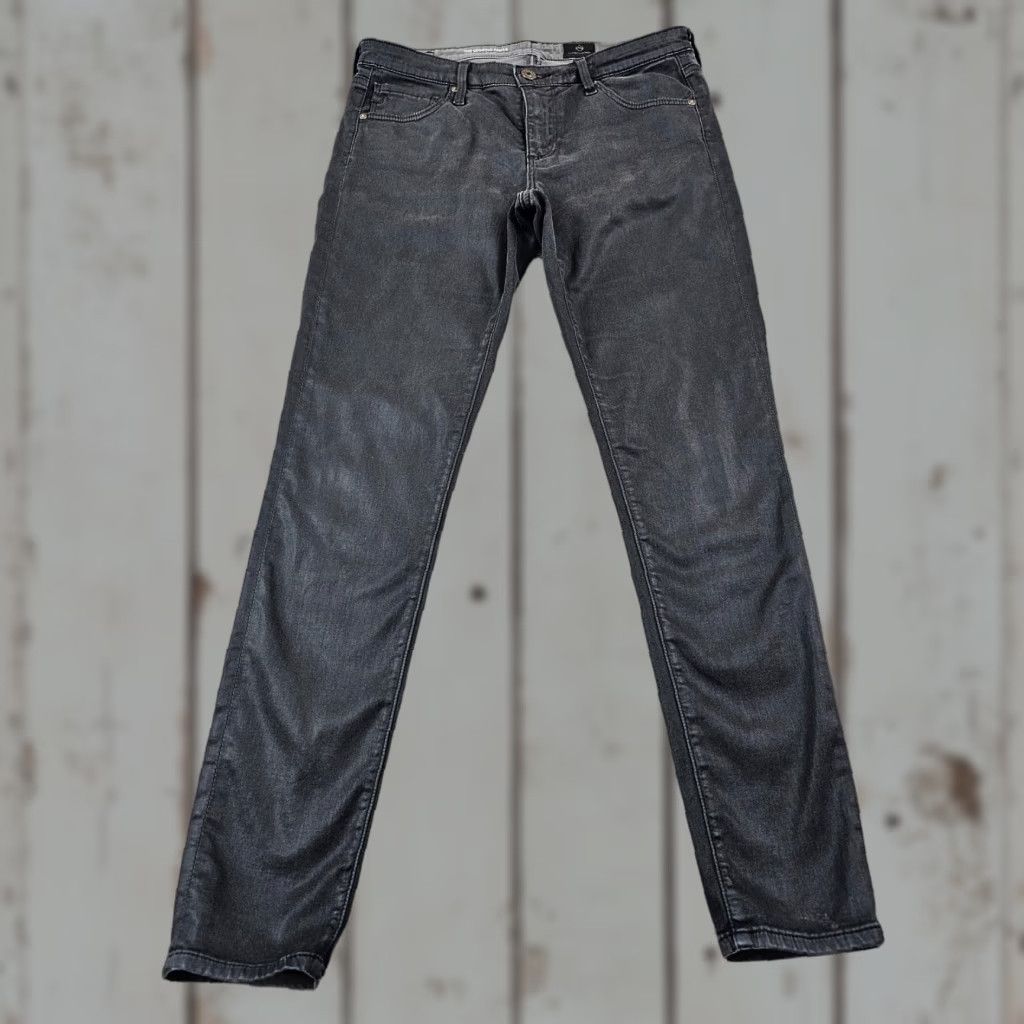 Vintage AG Adriano Goldschmied Coated Skinny Jeans Womens 28 Black 29 Inseam Regular Fit Size 28" / US 6 / IT 42 - 1 Thumbnail