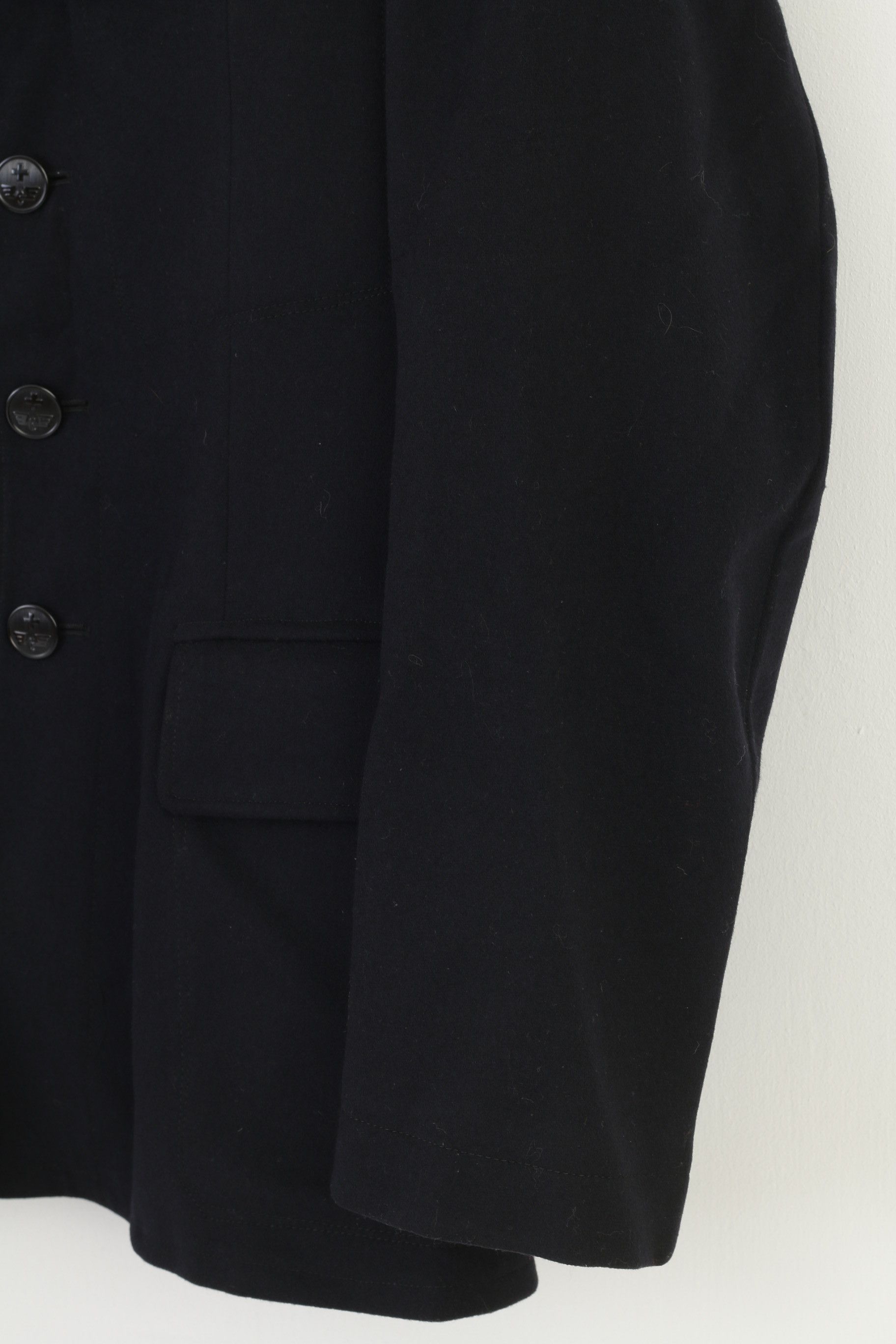 Designer × Vintage Vintage Men XS Jacket Black Hand Made Fitted 3461 Size 36R - 4 Thumbnail