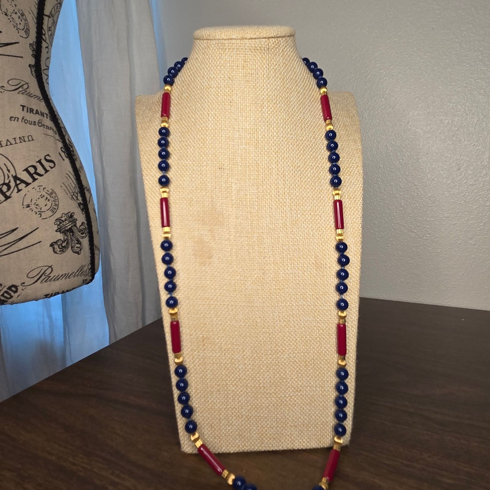 Vintage Vintage Bead Necklace - Blue & Red Glass Size ONE SIZE - 7 Thumbnail