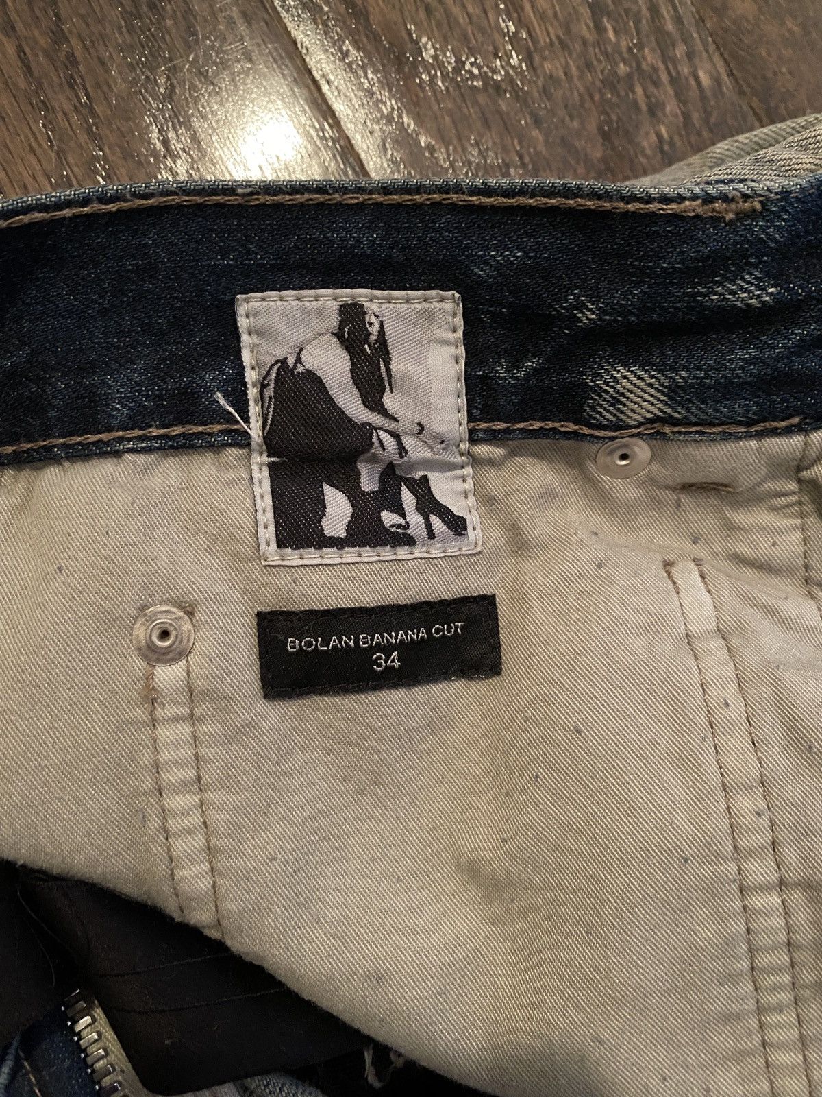 Rick Owens FW23 LUXOR RUNWAY BANANA IN 13OZ MINERA SHREDDED DENIM Size US 34 / EU 50 - 12 Thumbnail