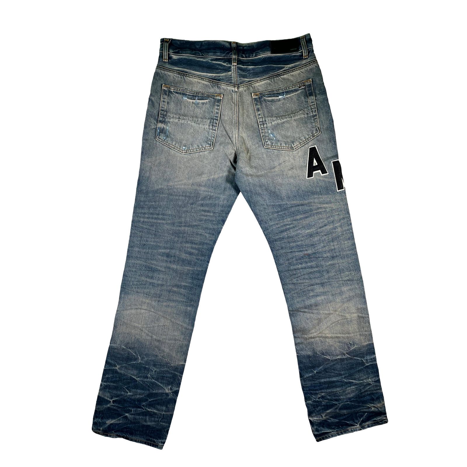 Amiri Amiri Vintage Indigo Hockey Logo Light Wash & Grey Jeans Size US 32 / EU 48 - 2 Thumbnail