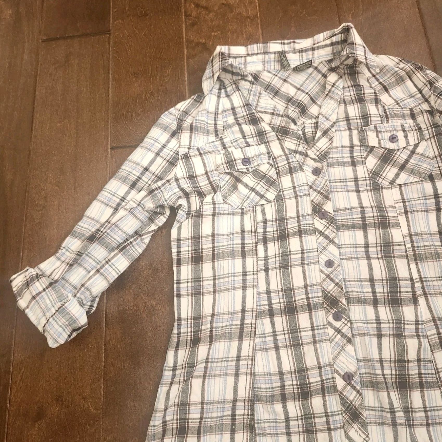 Vintage VINTAGE Passport Women's JUNIOR Plaid Button Up Shirt 3/4 Sleeve XS? Size S / US 4 / IT 40 - 4 Thumbnail