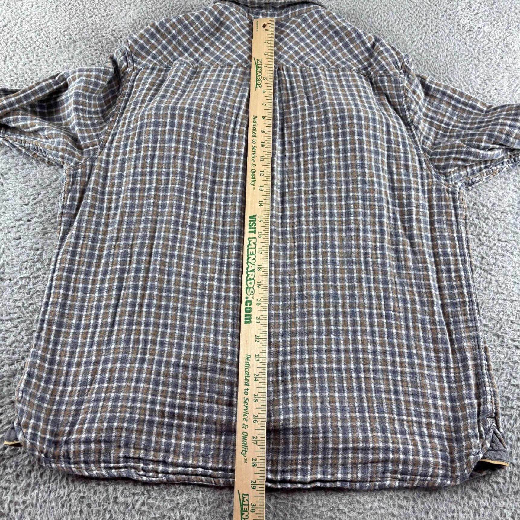 Carbon2Cobalt Carbon2Cobalt Flannel Shirt Men XL Gray Brown Plaid Pockets Stretch Button-Up Size US XL / EU 56 / 4 - 5 Thumbnail