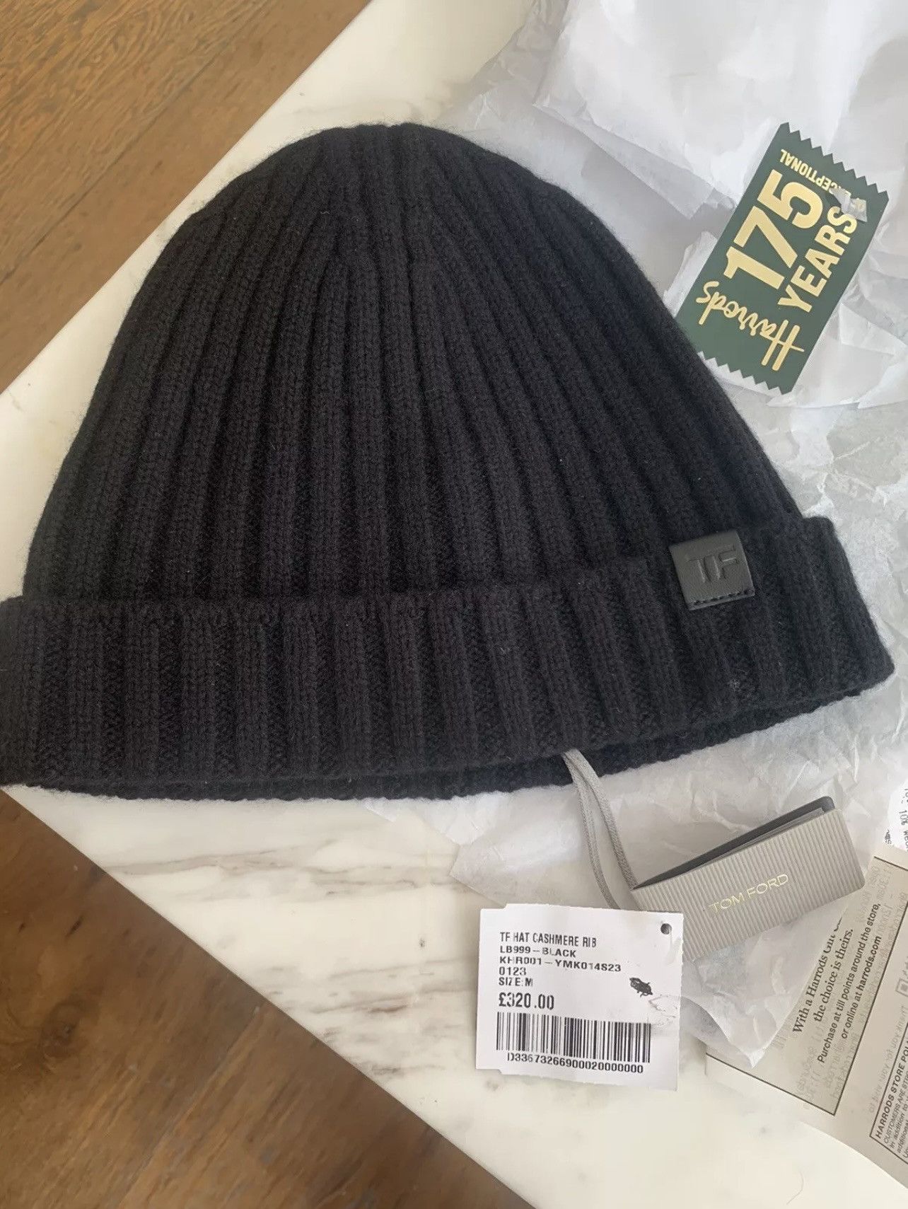 TOM FORD Ribbed 100% Cashmere Beanie size medium