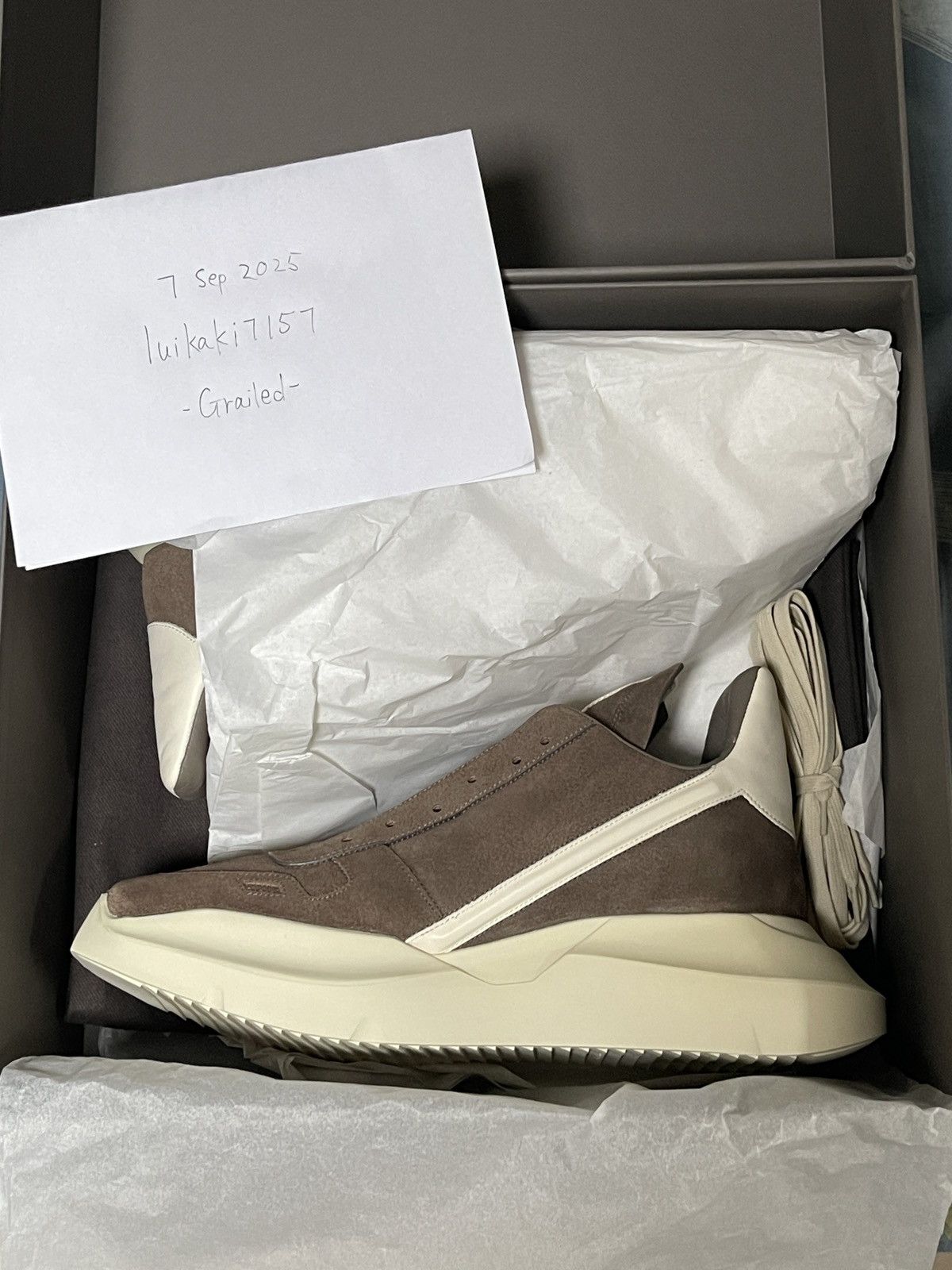 Rick Owens Rick Owens Dust Milk Leather Geth Runner Size 44.5