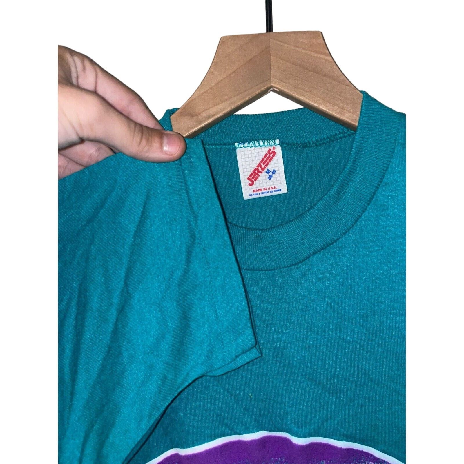 Jerzees 1980s Vintage Jerzees Montana Wildflower Teal Shirt 80s M Size US M / EU 48-50 / 2 - 7 Thumbnail