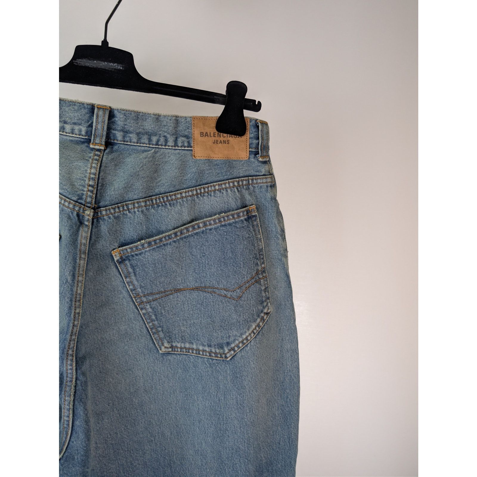 Balenciaga o1rshd1 Organic Blue Japanese Large Baggy Denim Jeans Blue Size US 32 / EU 48 - 14 Thumbnail
