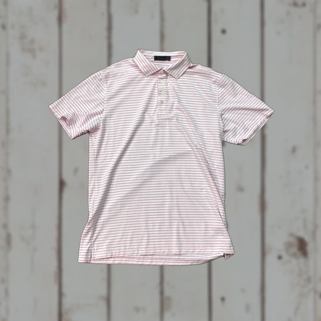 G/FORE G/FORE Polo Shirt Mens XL Pink White Stripe Lightweight Logo Golf Performance Shirt Size US XL / EU 56 / 4 - 1 Thumbnail