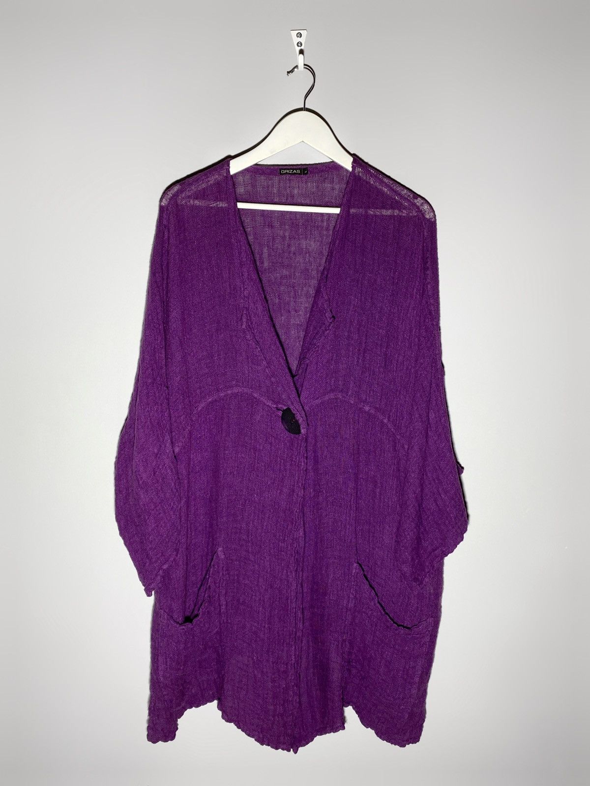Other Grizas Lightweight Purple Linen Cardigan Size L / US 10 / IT 46 - 1 Thumbnail