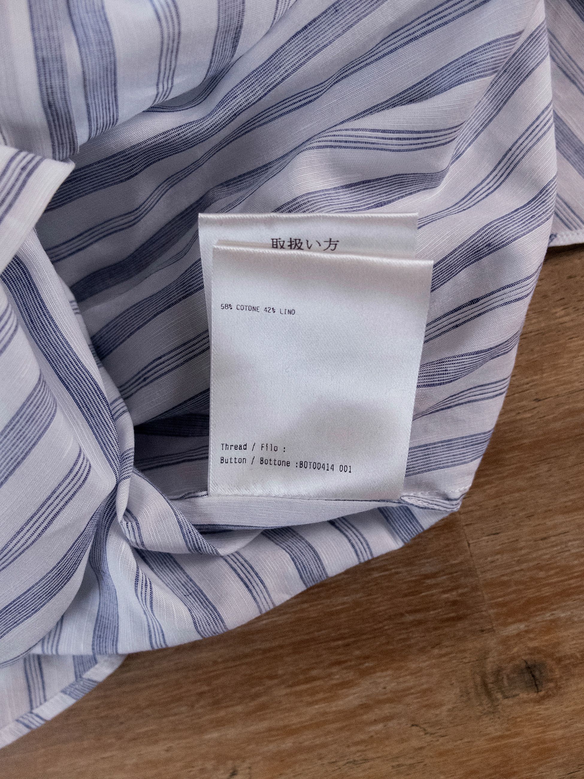 Lardini LARDINI white blue striped cotton linen lightweight shirt Size US L / EU 52-54 / 3 - 8 Thumbnail