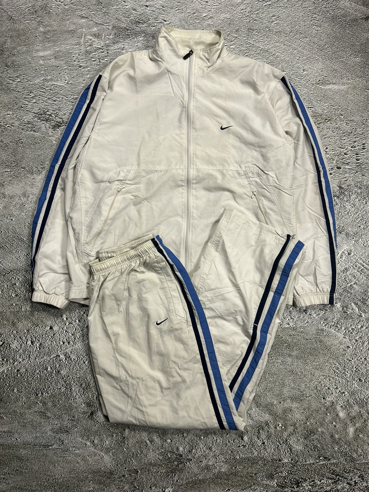 image of Nike Track Suit Vintage White Nylon Pants Jacket Drill Y2K, Men's (Size XL)