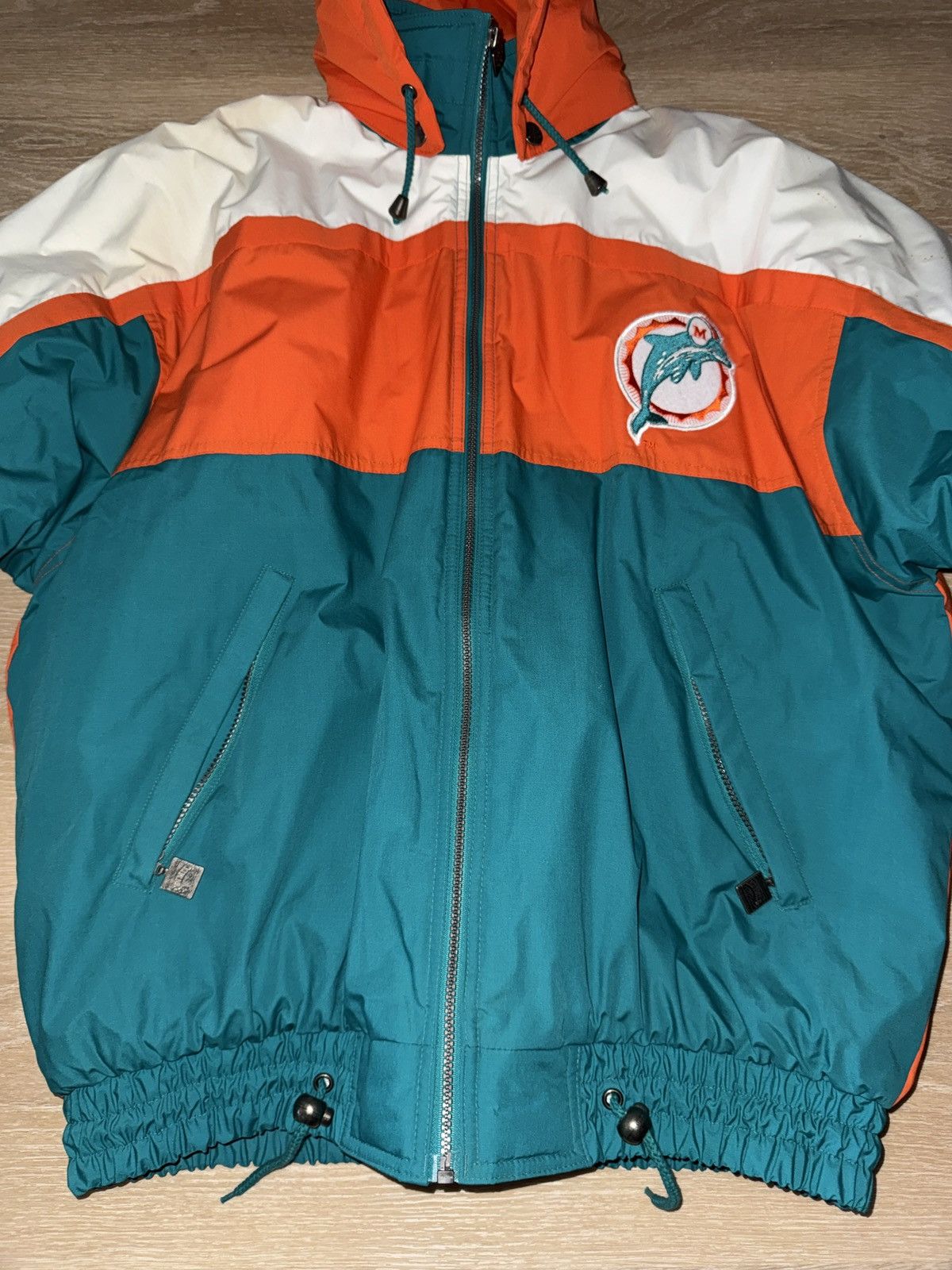 Nutmeg Vintage 90’s Miami Dolphins Nutmeg by Campri Puffer Jacket Size US XL / EU 56 / 4 - 3 Thumbnail