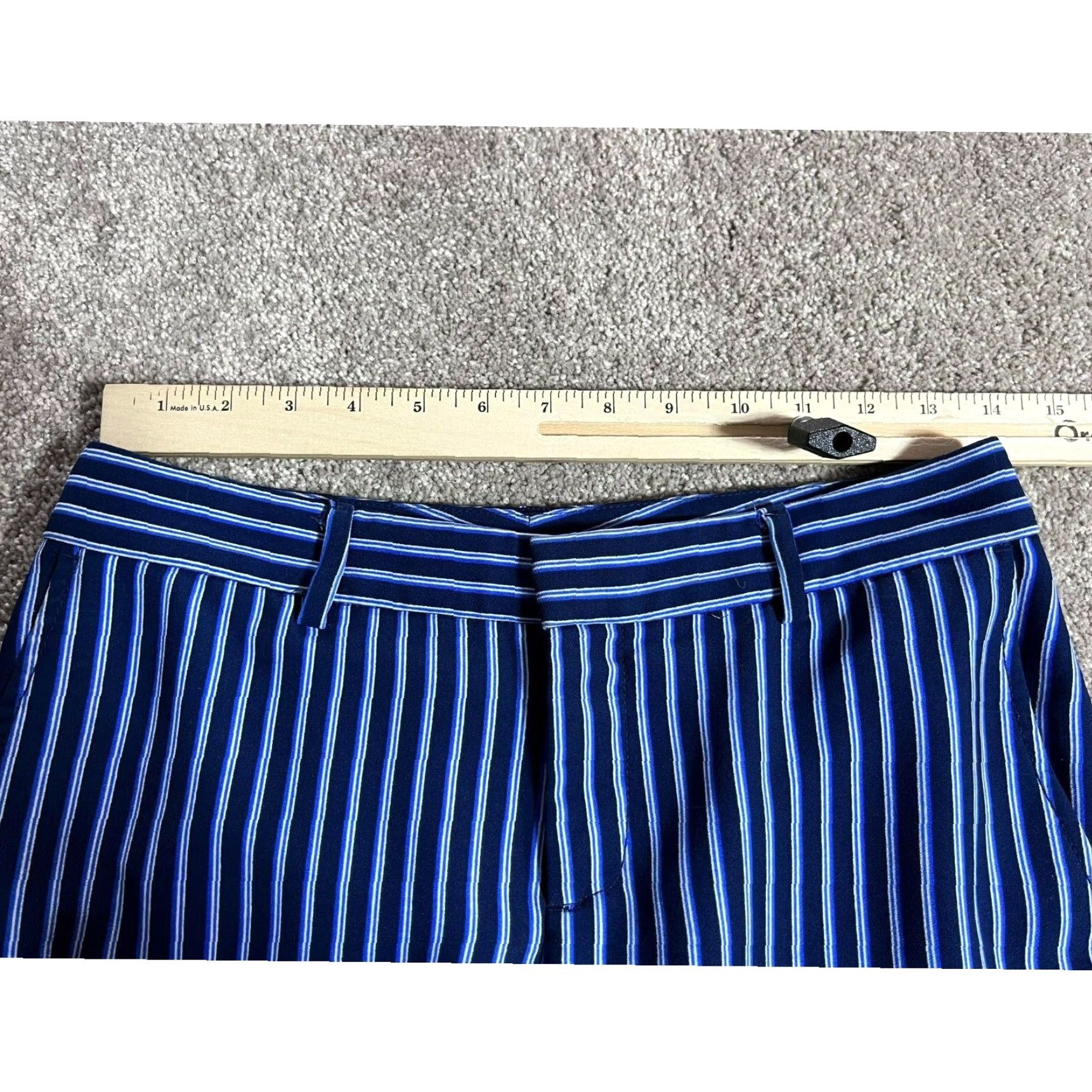 Banana Republic Banana Republic Dress Pants Sz 0 Blue Striped Flat Front Tapered Twill Polyester Business Workwear Women Size 25" / US 0 / IT 36 - 3 Thumbnail