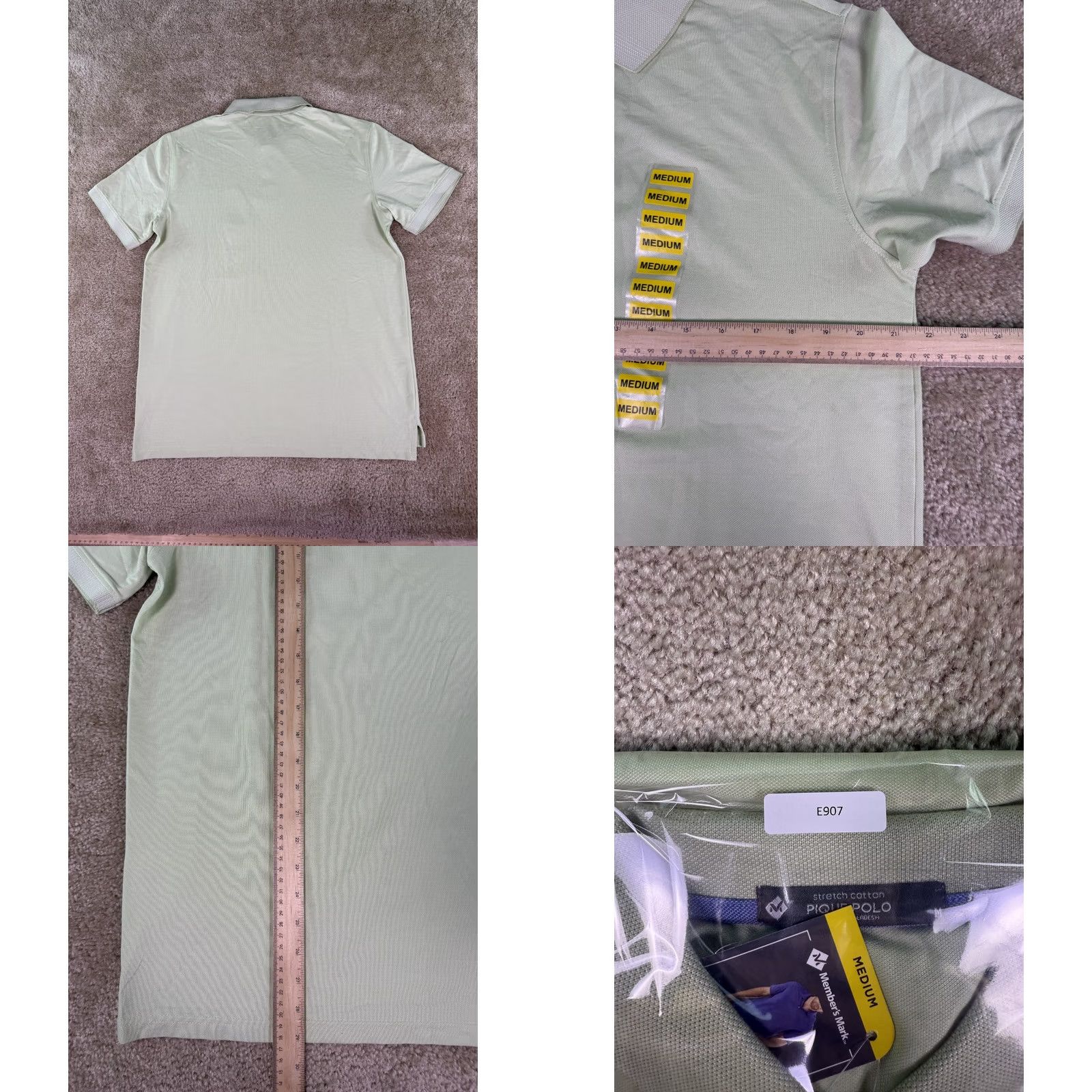 Vintage Member's Mark Polo Men's Size Medium Green Mint Garden Stretch Pique E907 Size US M / EU 48-50 / 2 - 8 Thumbnail
