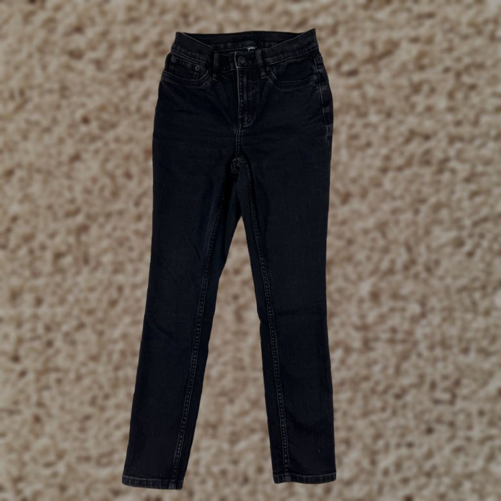 Calvin Klein Calvin Klein Jeans Juniors 21 Black Mid Rise Skinny Tapered Cotton Zip Fly Womens Size 22" - 1 Thumbnail
