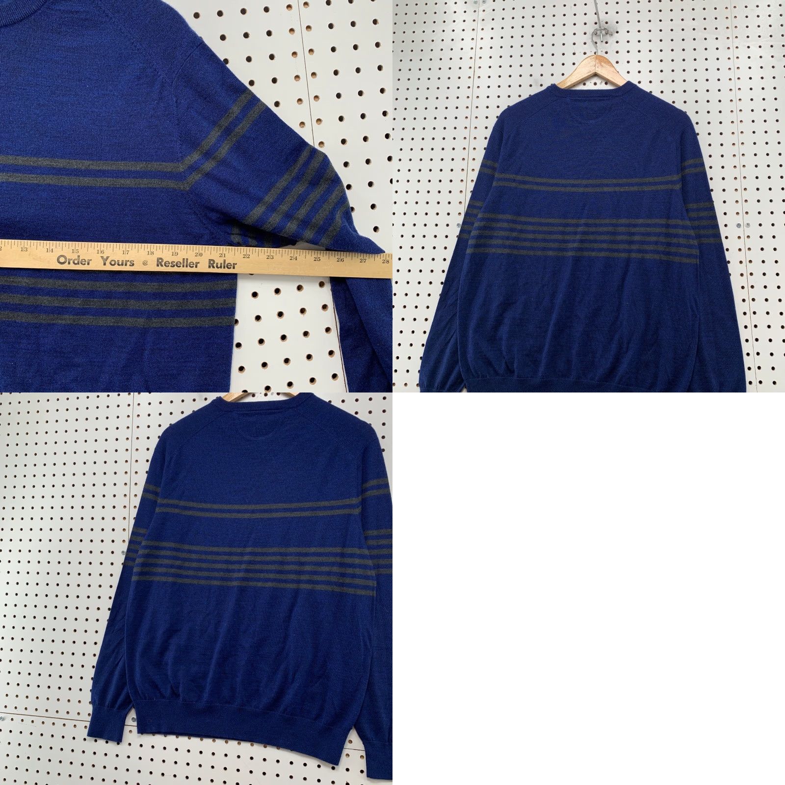 Vintage Raffi Merino Wool Sweater Mens Large Blue Striped Crewneck Preppy Casual Jacket? Size US L / EU 52-54 / 3 - 9 Thumbnail