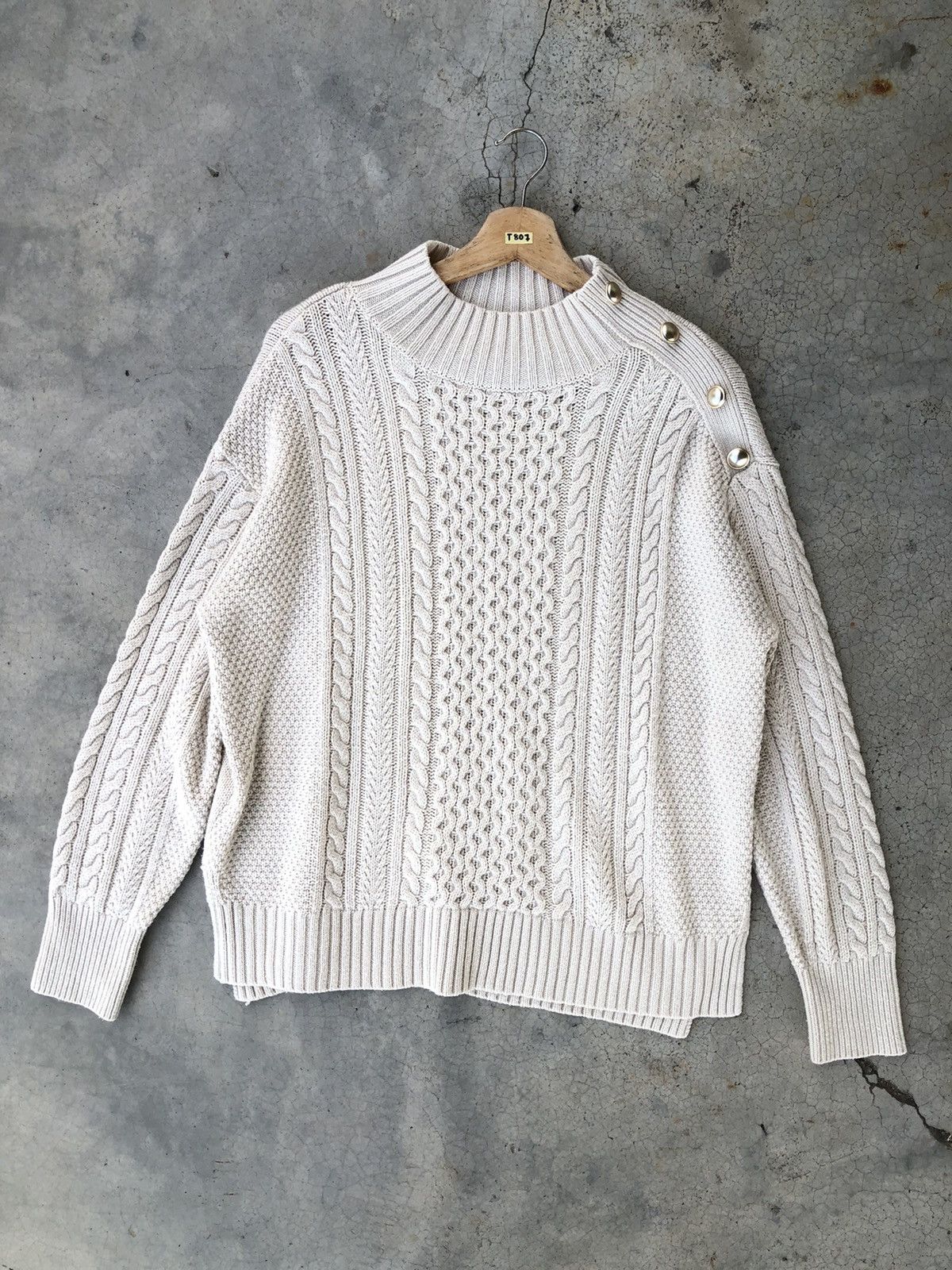 Aran Isles Knitwear × Designer × Homespun Knitwear GU Button Gold High Neck Knit Sweater Pullover Size US XL / EU 56 / 4 - 1 Thumbnail