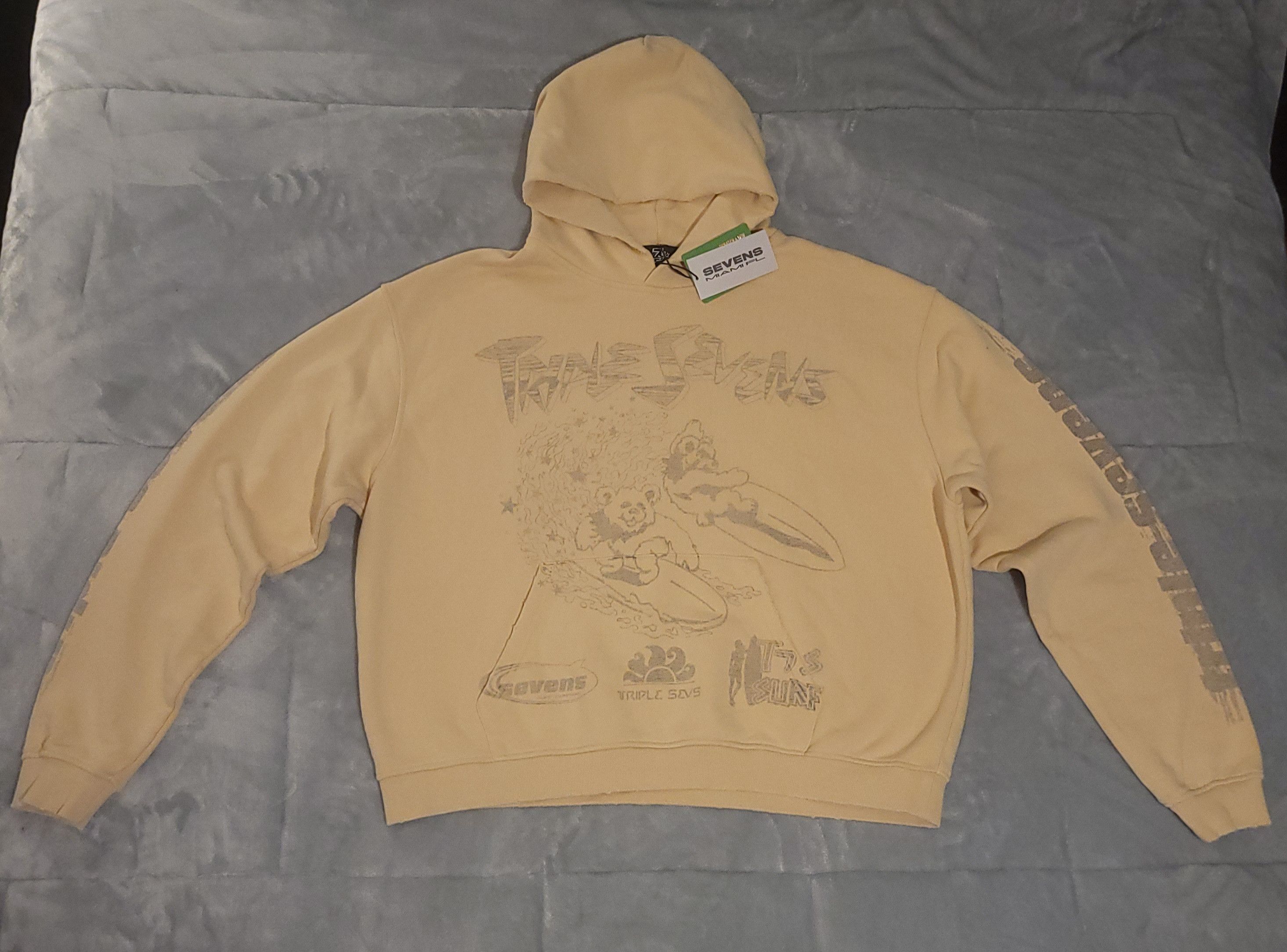 TRIPLE SEVENS Triple Sevens -Beige Hoodie-Mens Oversized Med (Fits L) BNWT Size US M / EU 48-50 / 2 - 1 Thumbnail