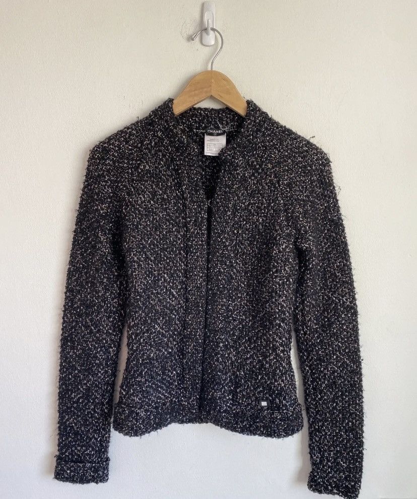 image of Vintage Chanel Jacket in Black, Women's (Size Small)